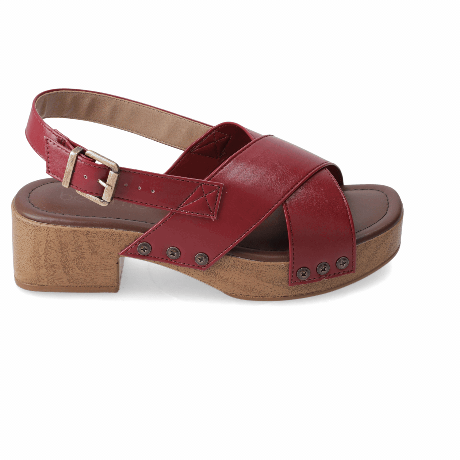 Sandalia Taco Ancho Bajo Cereza Beira Rio