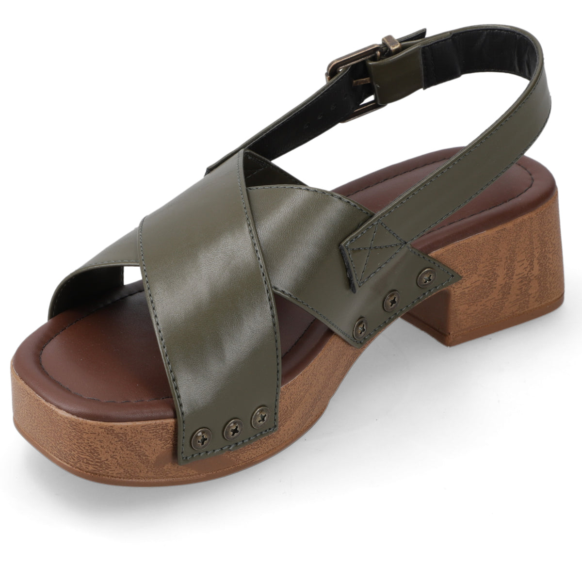 Sandalia Taco Ancho Bajo Verde Beira Rio