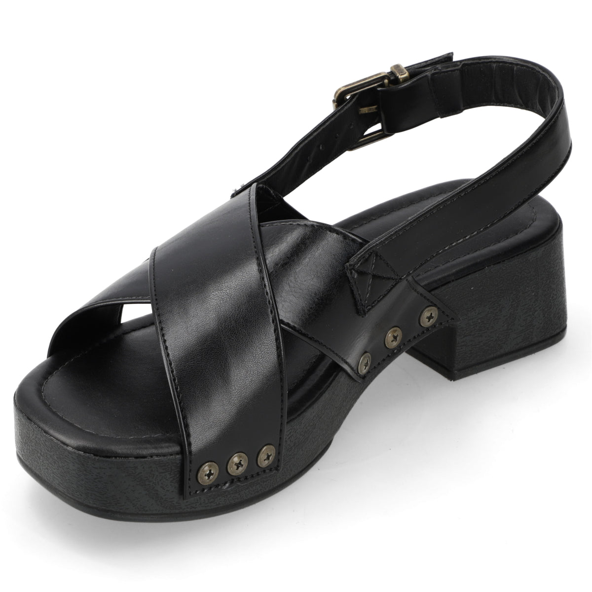 Sandalia Taco Ancho Bajo Negro Beira Rio