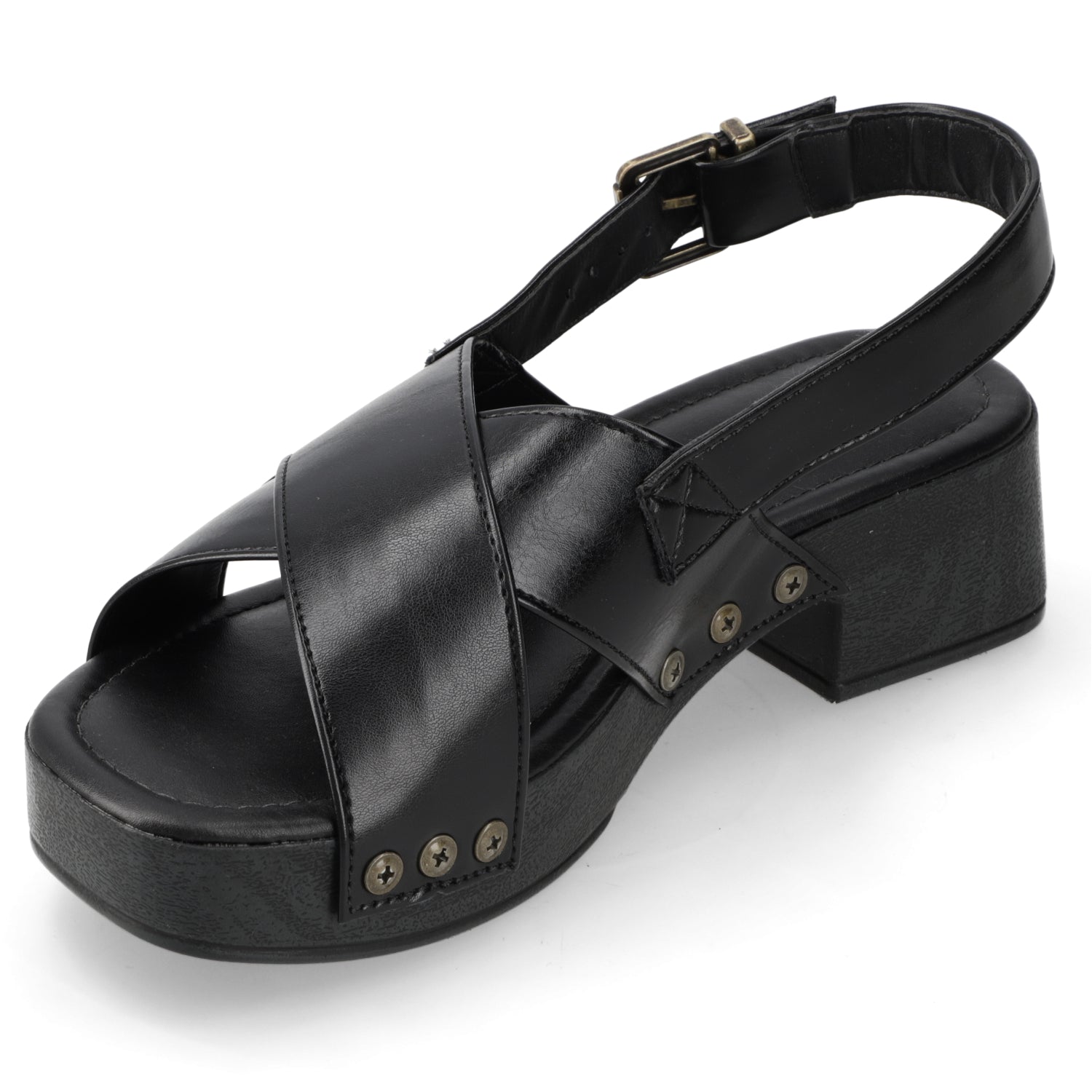 Sandalia Taco Ancho Bajo Negro Beira Rio