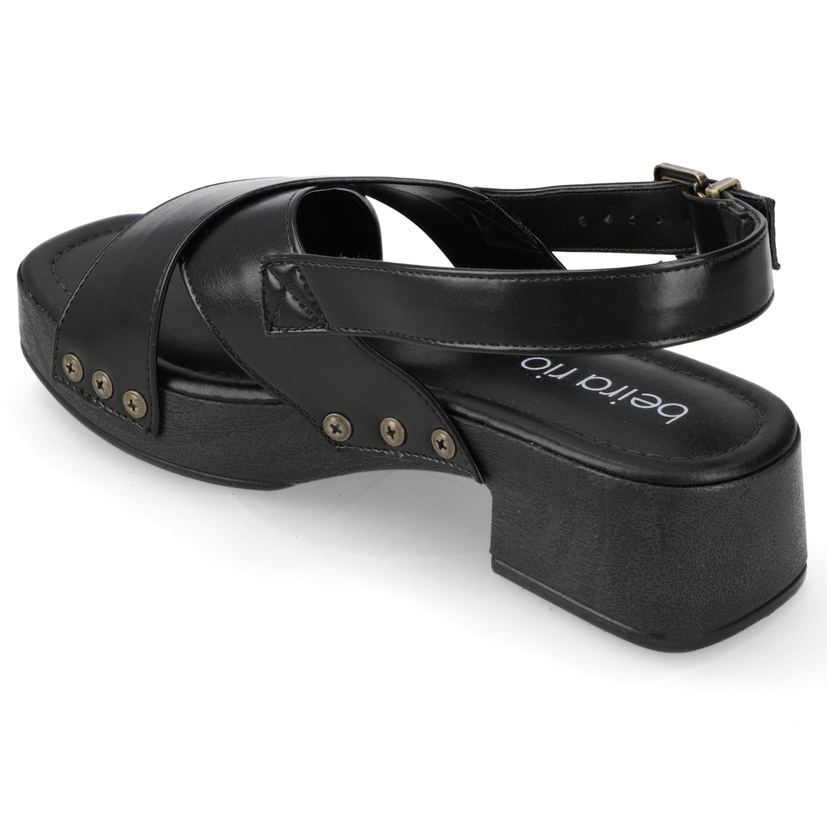 Sandalia Taco Ancho Bajo Negro Beira Rio