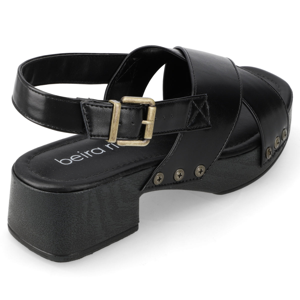 Sandalia Taco Ancho Bajo Negro Beira Rio