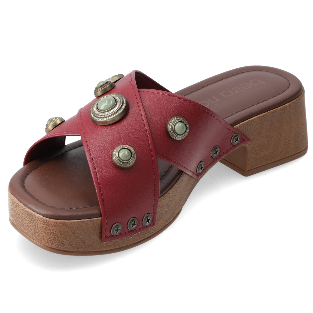 Sandalia Taco Ancho Bajo Cereza Beira Rio