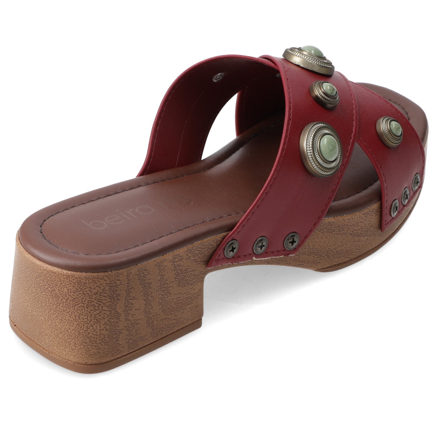 Sandalia Taco Ancho Bajo Cereza Beira Rio