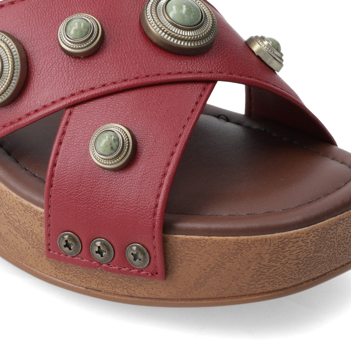 Sandalia Taco Ancho Bajo Cereza Beira Rio