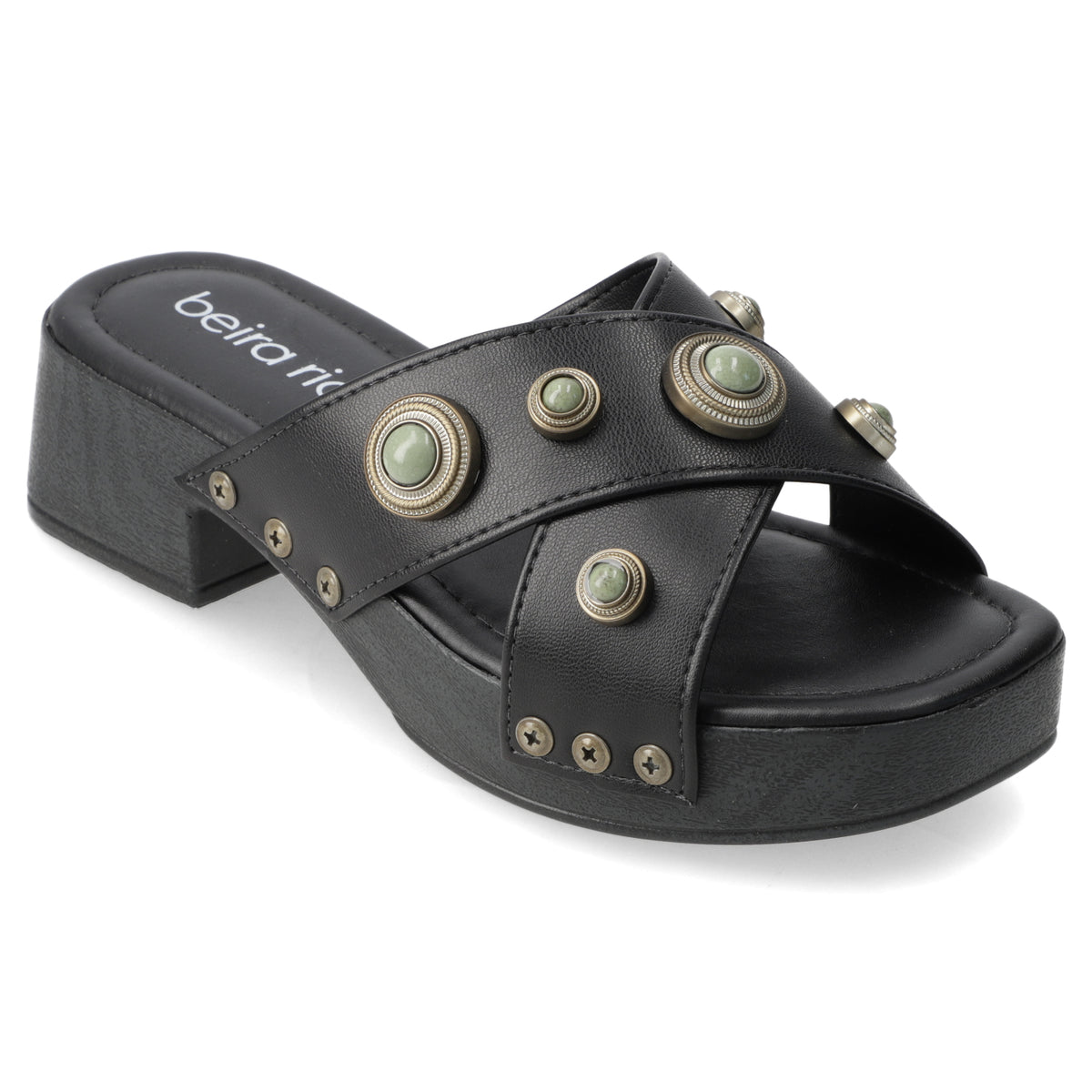 Sandalia Taco Ancho Bajo Negro Beira Rio