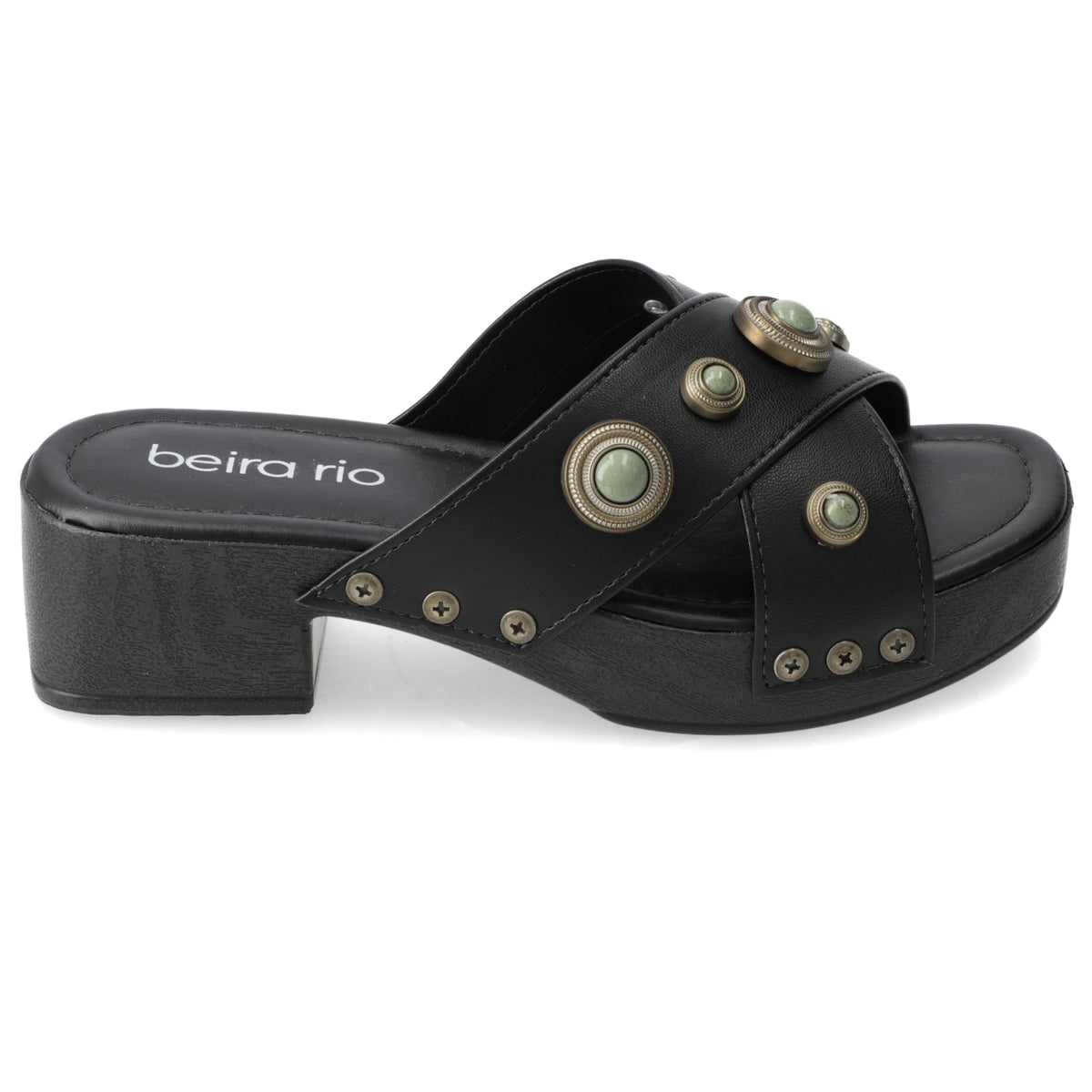 Sandalia Taco Ancho Bajo Negro Beira Rio
