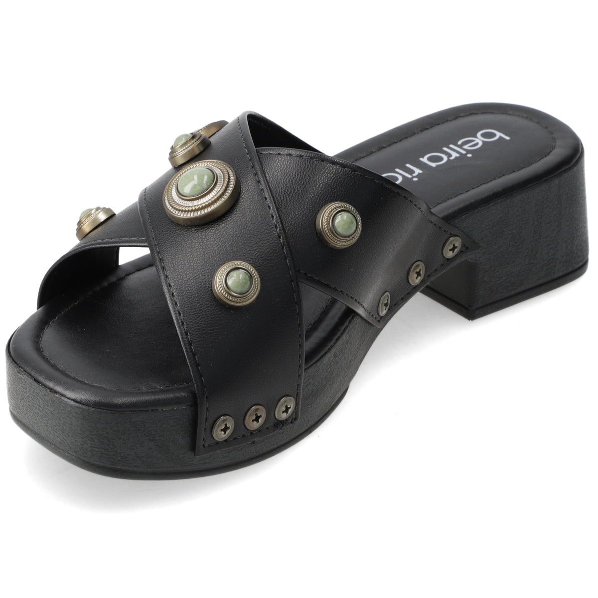 Sandalia Taco Ancho Bajo Negro Beira Rio