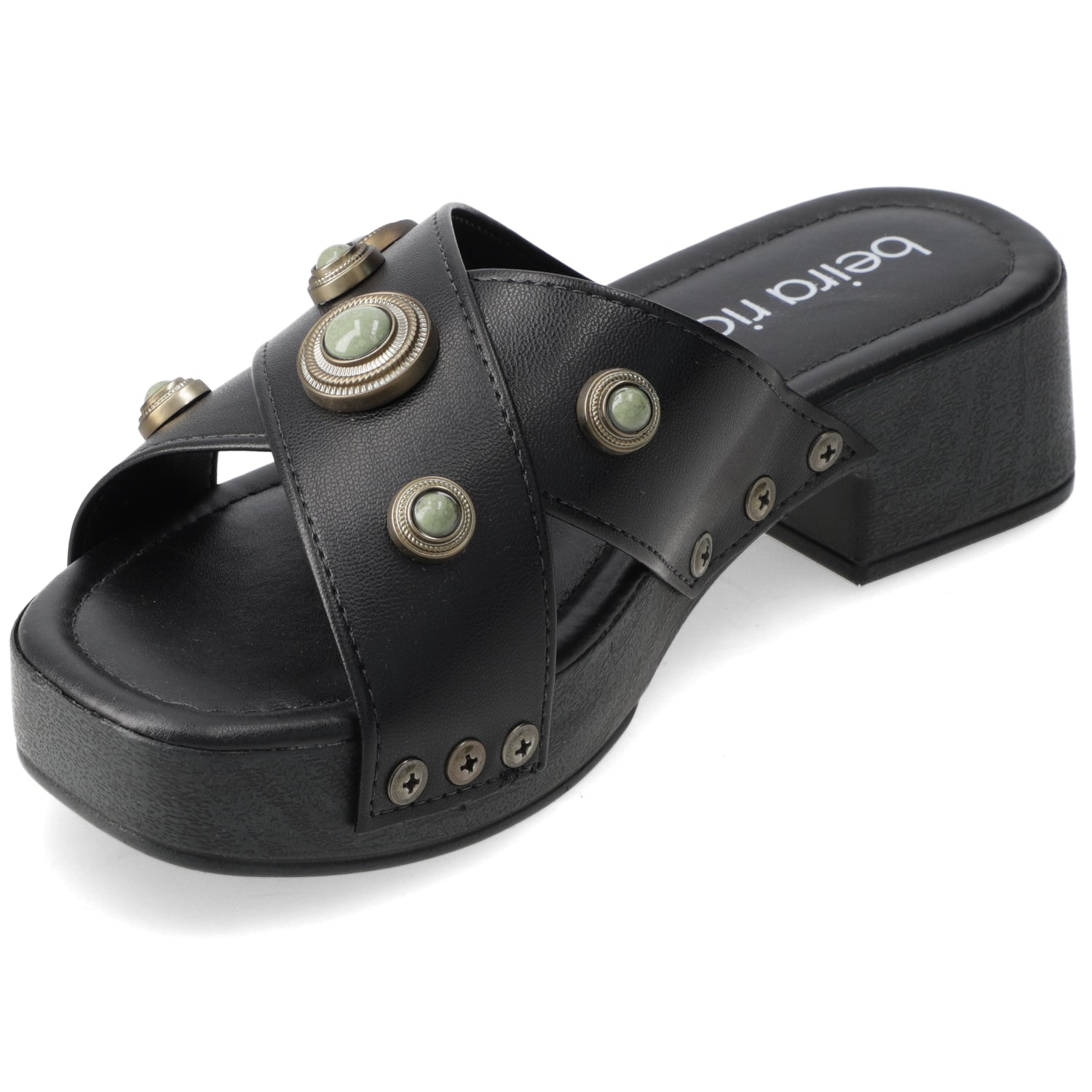 Sandalia Taco Ancho Bajo Negro Beira Rio