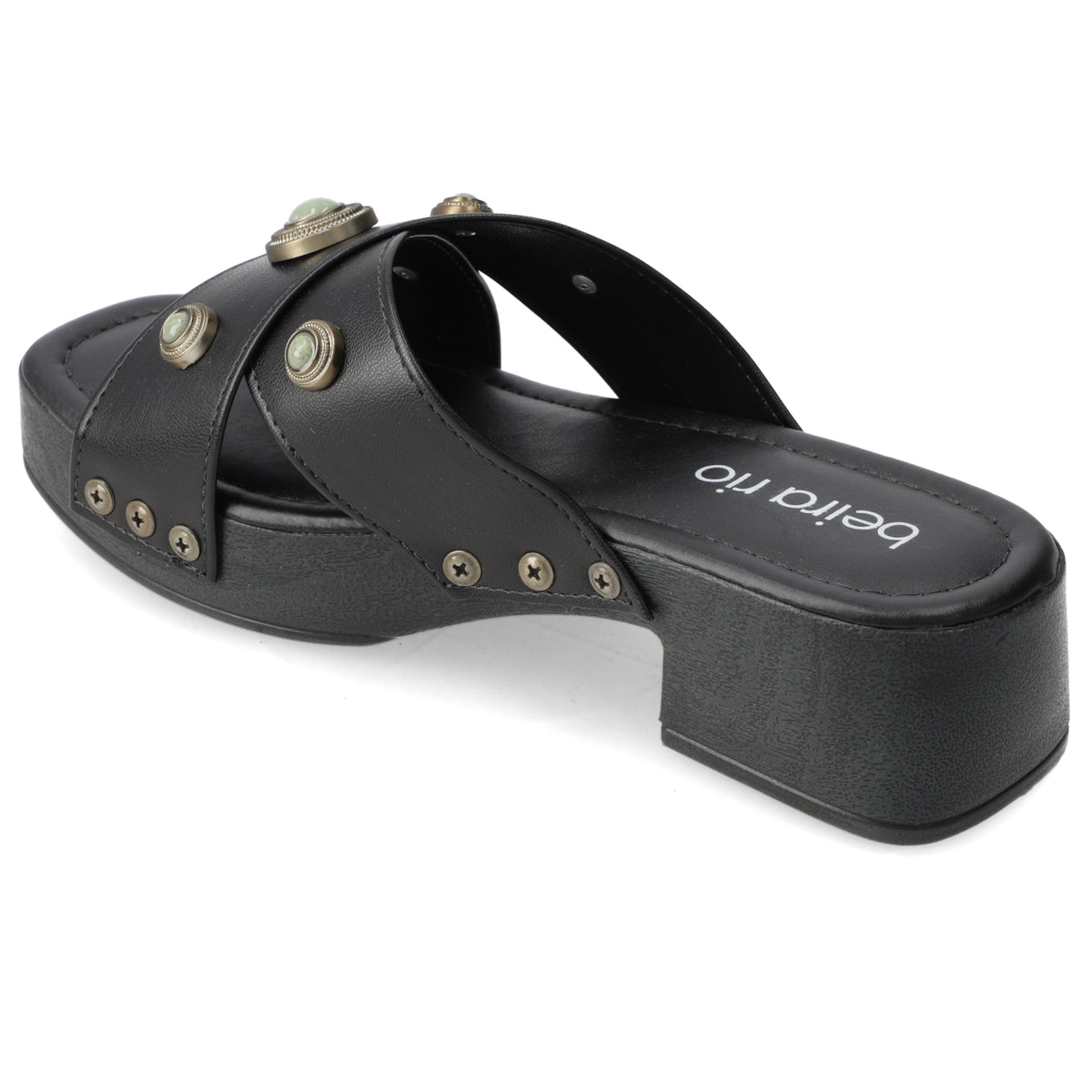 Sandalia Taco Ancho Bajo Negro Beira Rio