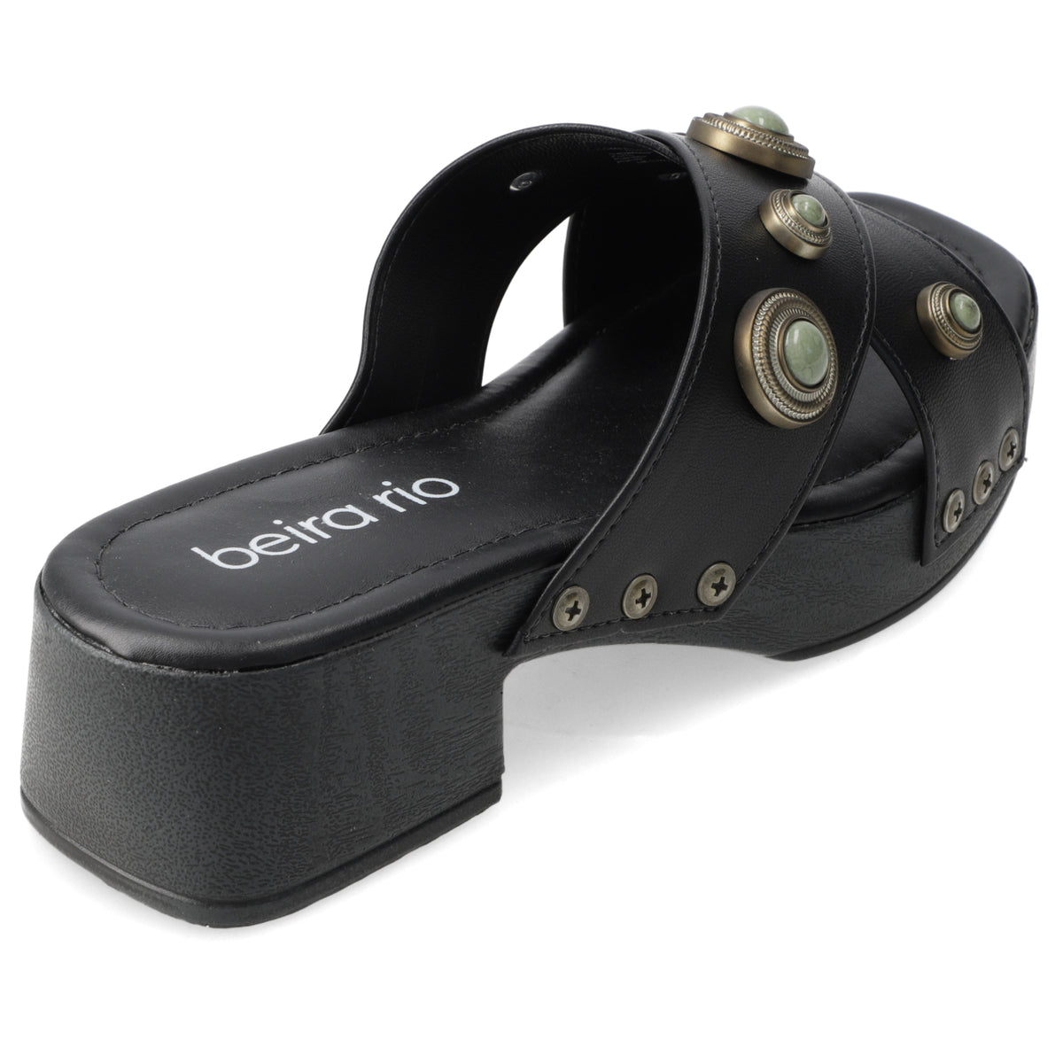 Sandalia Taco Ancho Bajo Negro Beira Rio