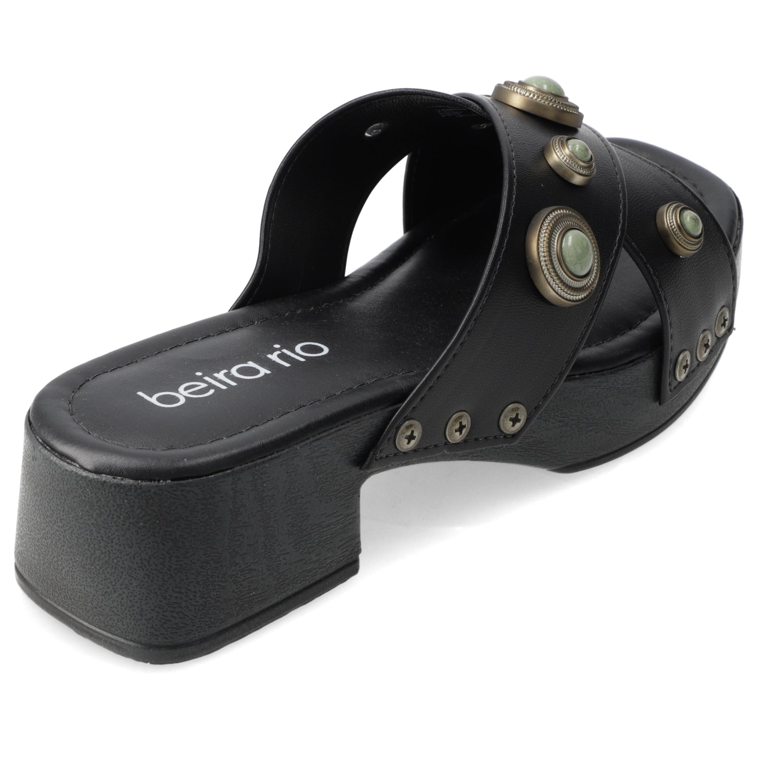 Sandalia Taco Ancho Bajo Negro Beira Rio