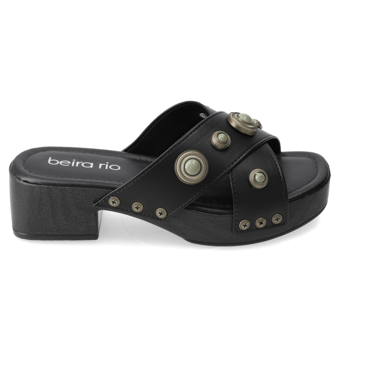 Sandalia Taco Ancho Bajo Negro Beira Rio