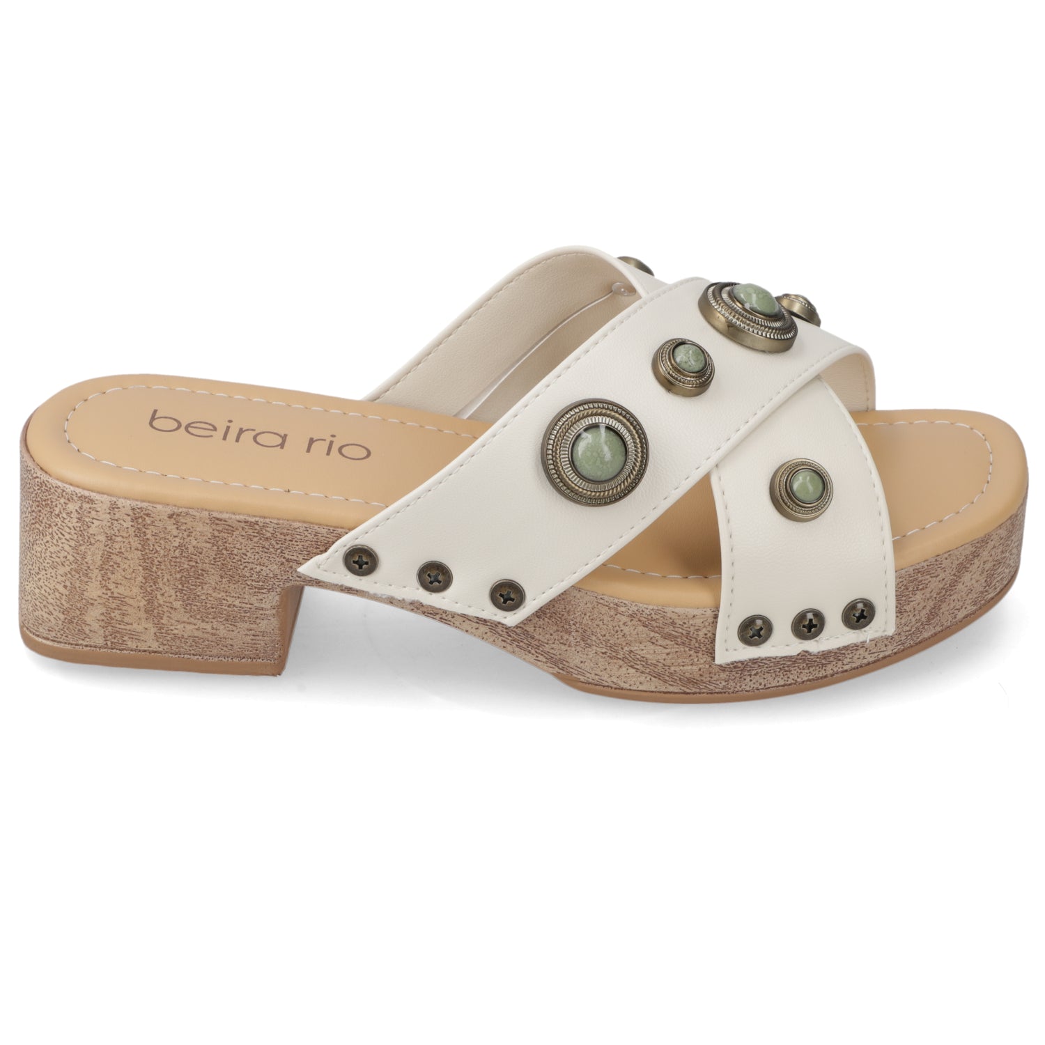 Sandalia Taco Ancho Bajo Blanco OFF Beira Rio