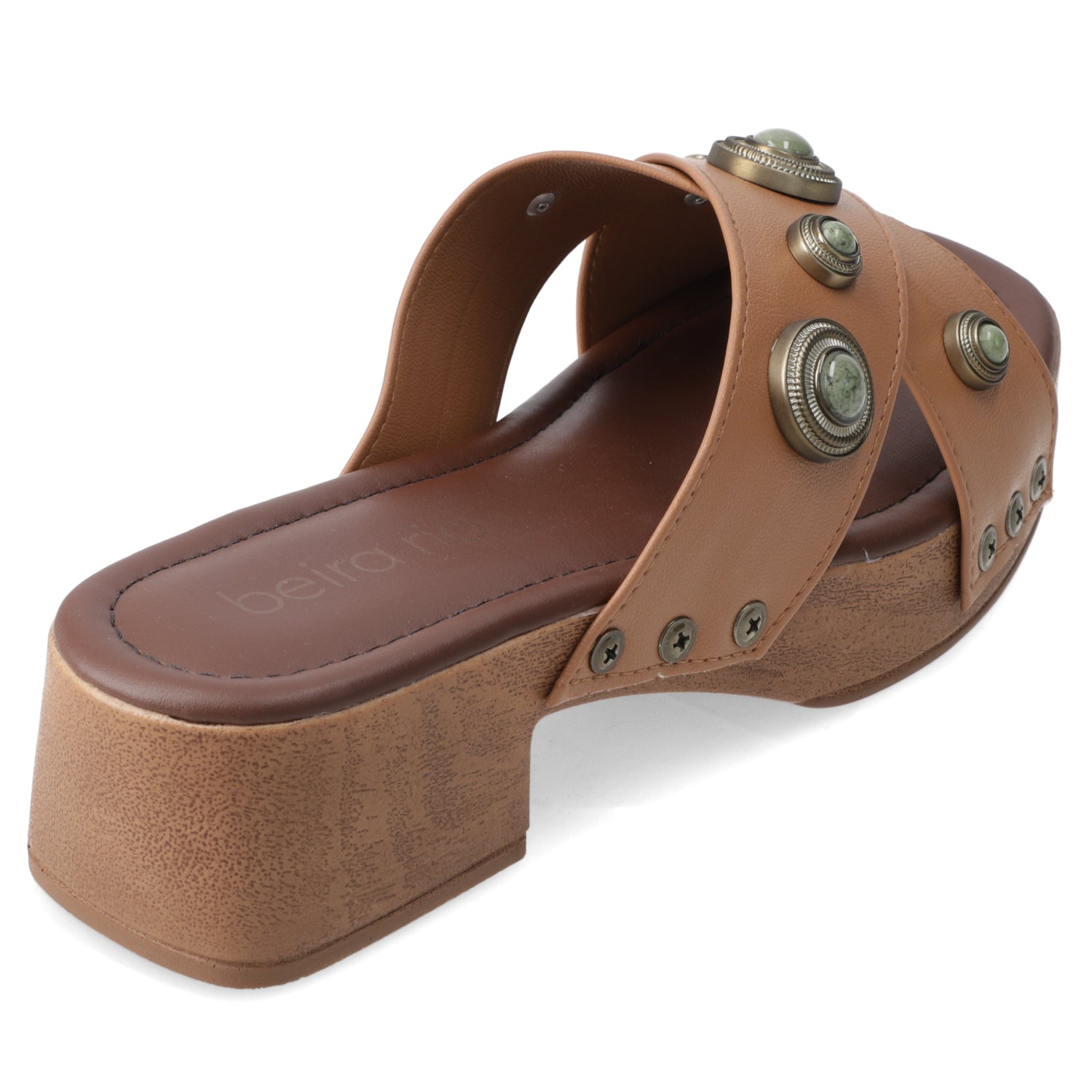 Sandalia Taco Ancho Bajo Camel Beira Rio