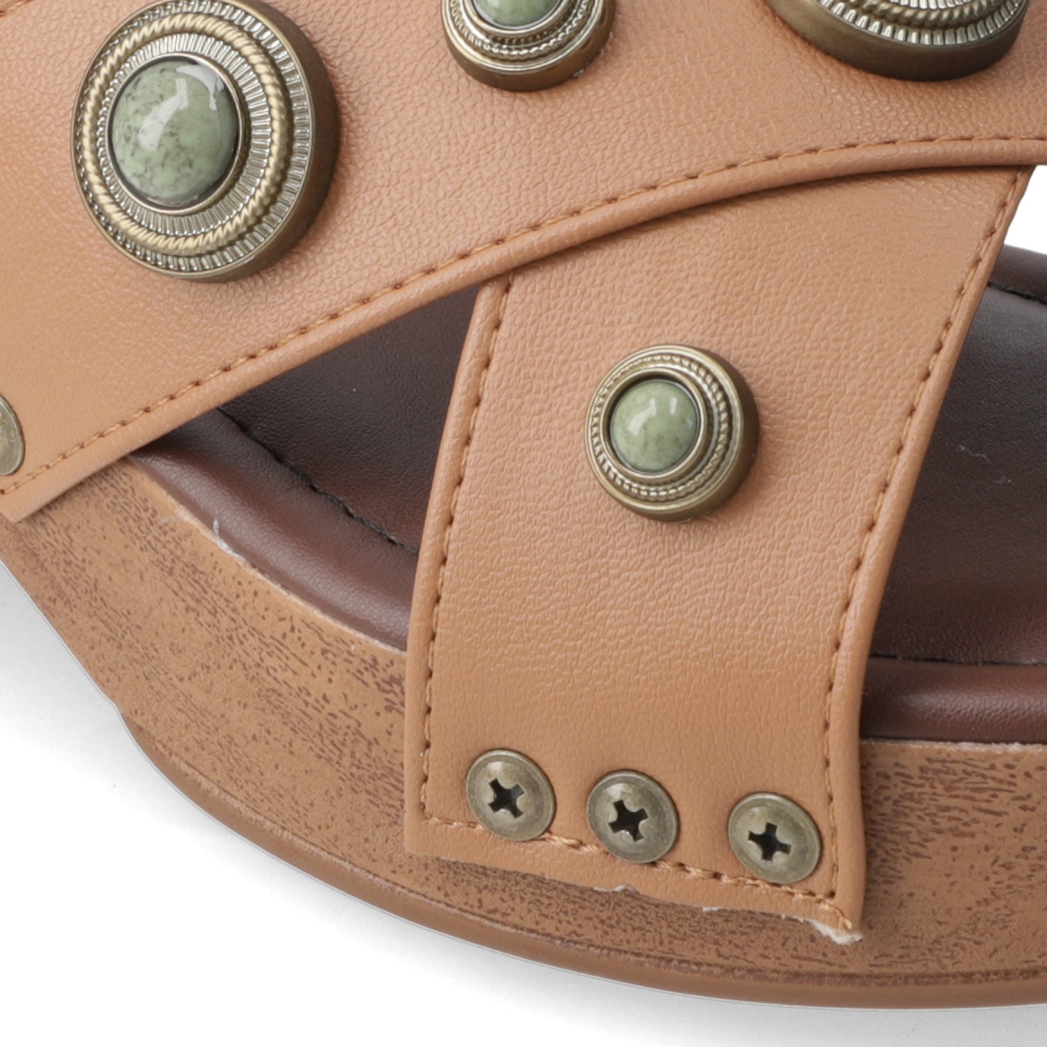 Sandalia Taco Ancho Bajo Camel Beira Rio