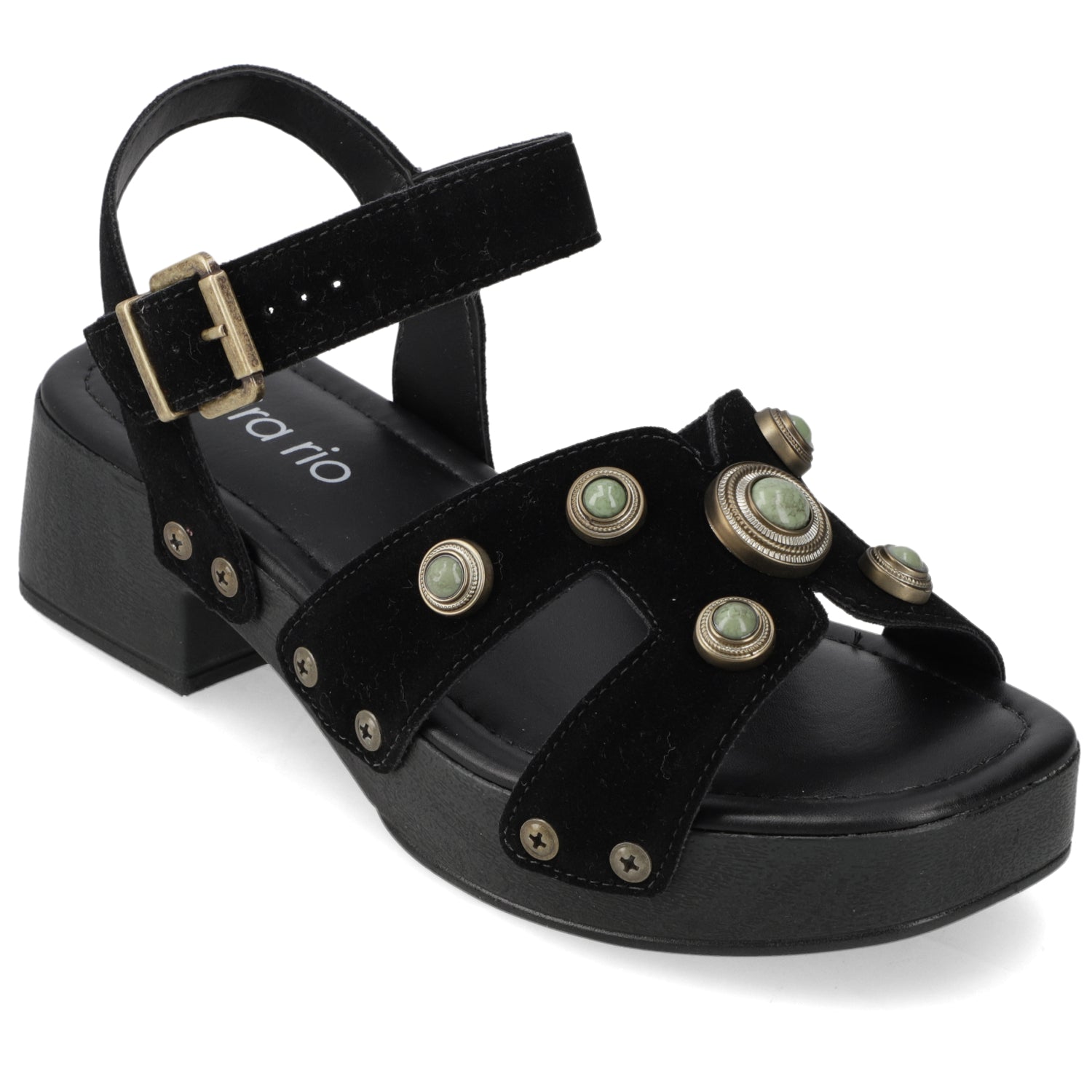 Sandalia Taco Ancho Bajo Negro Beira Rio