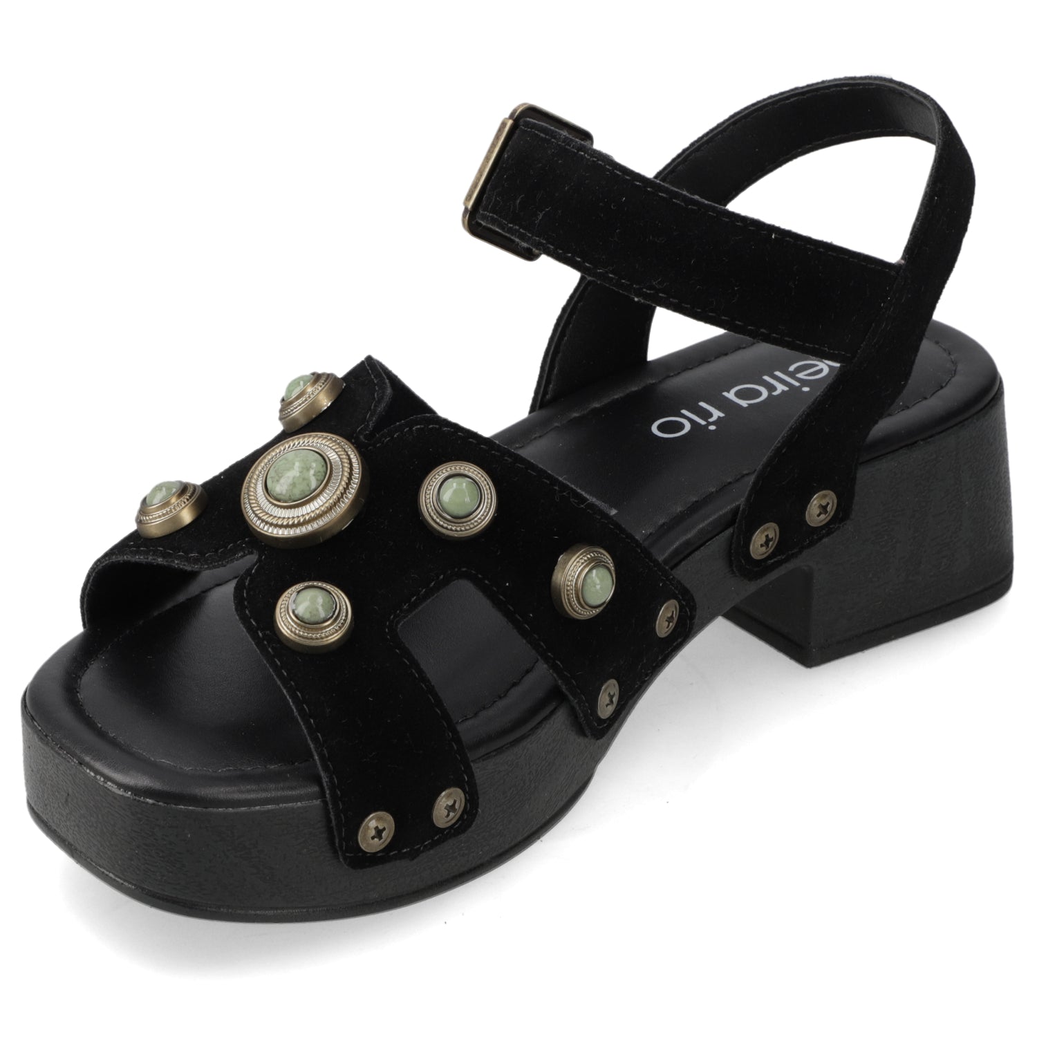 Sandalia Taco Ancho Bajo Negro Beira Rio