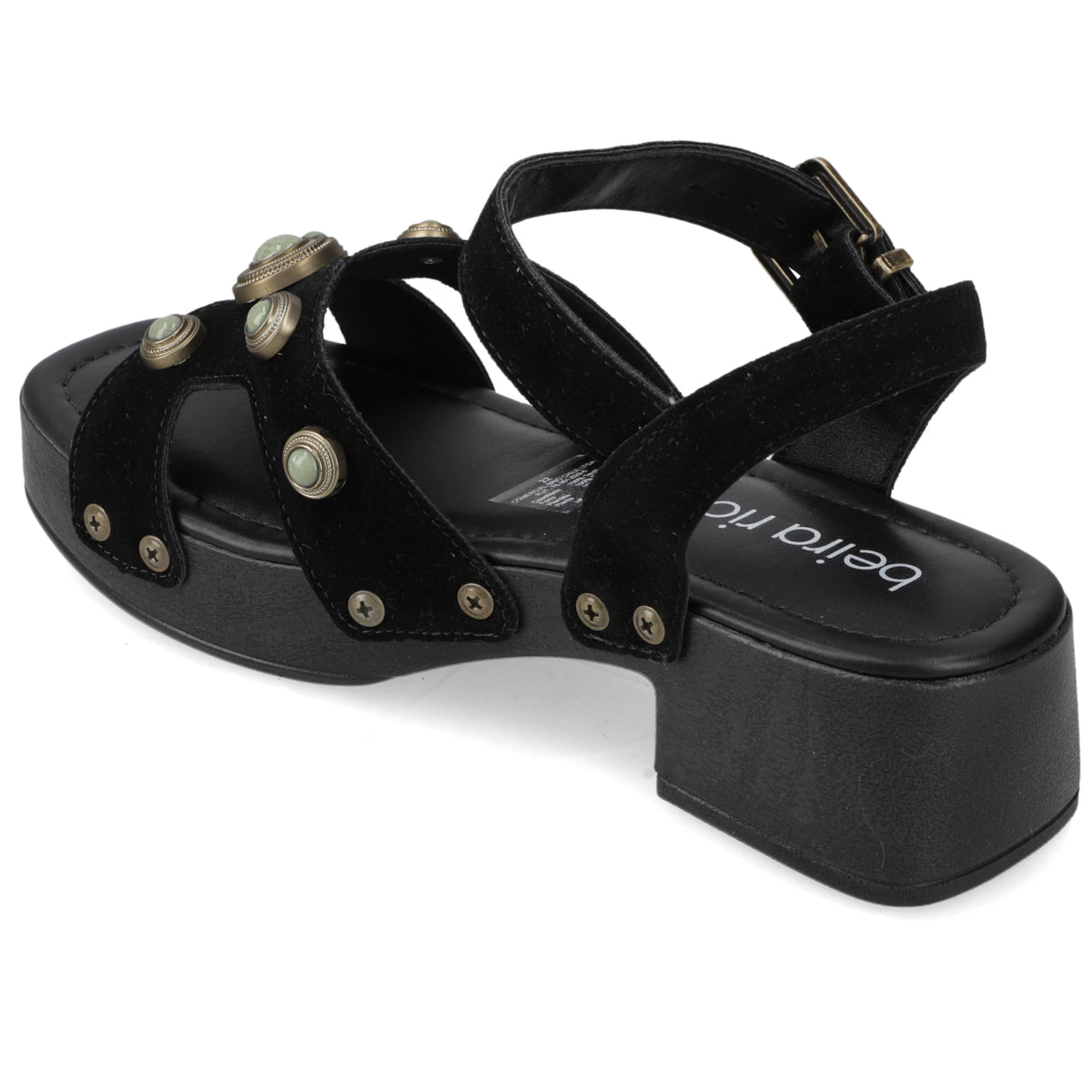 Sandalia Taco Ancho Bajo Negro Beira Rio