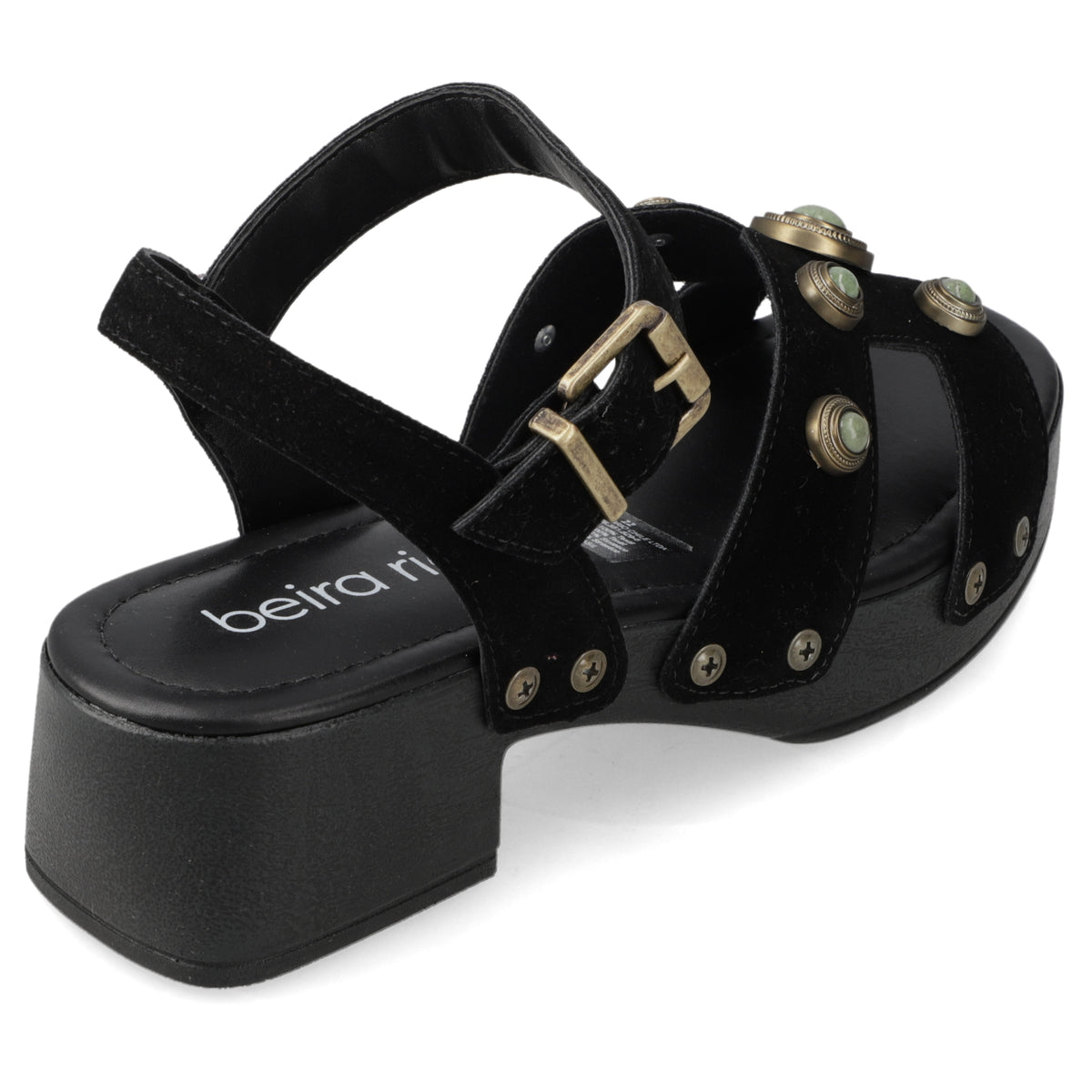 Sandalia Taco Ancho Bajo Negro Beira Rio