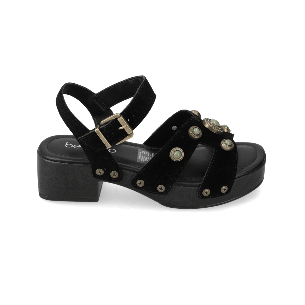 Sandalia Taco Ancho Bajo Negro Beira Rio