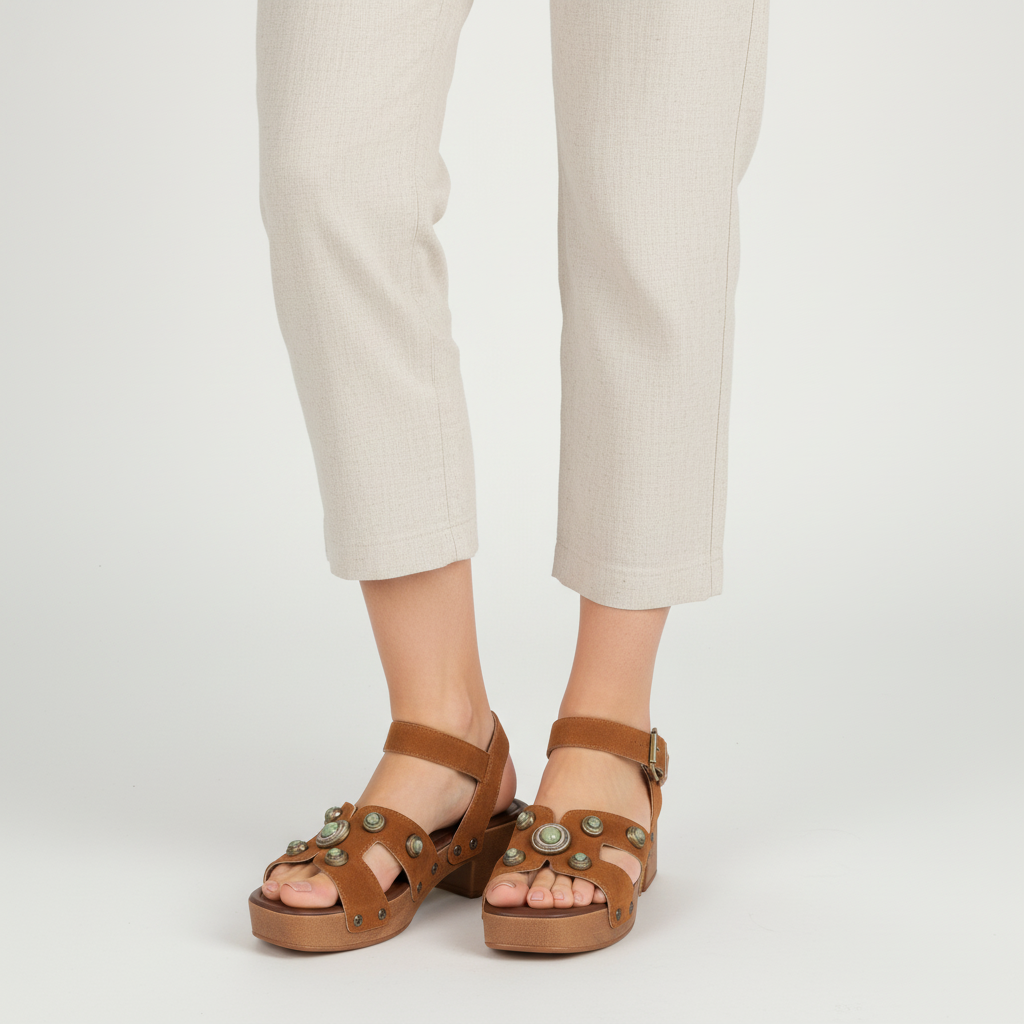 Sandalia Taco Ancho Bajo Caramelo Beira Rio