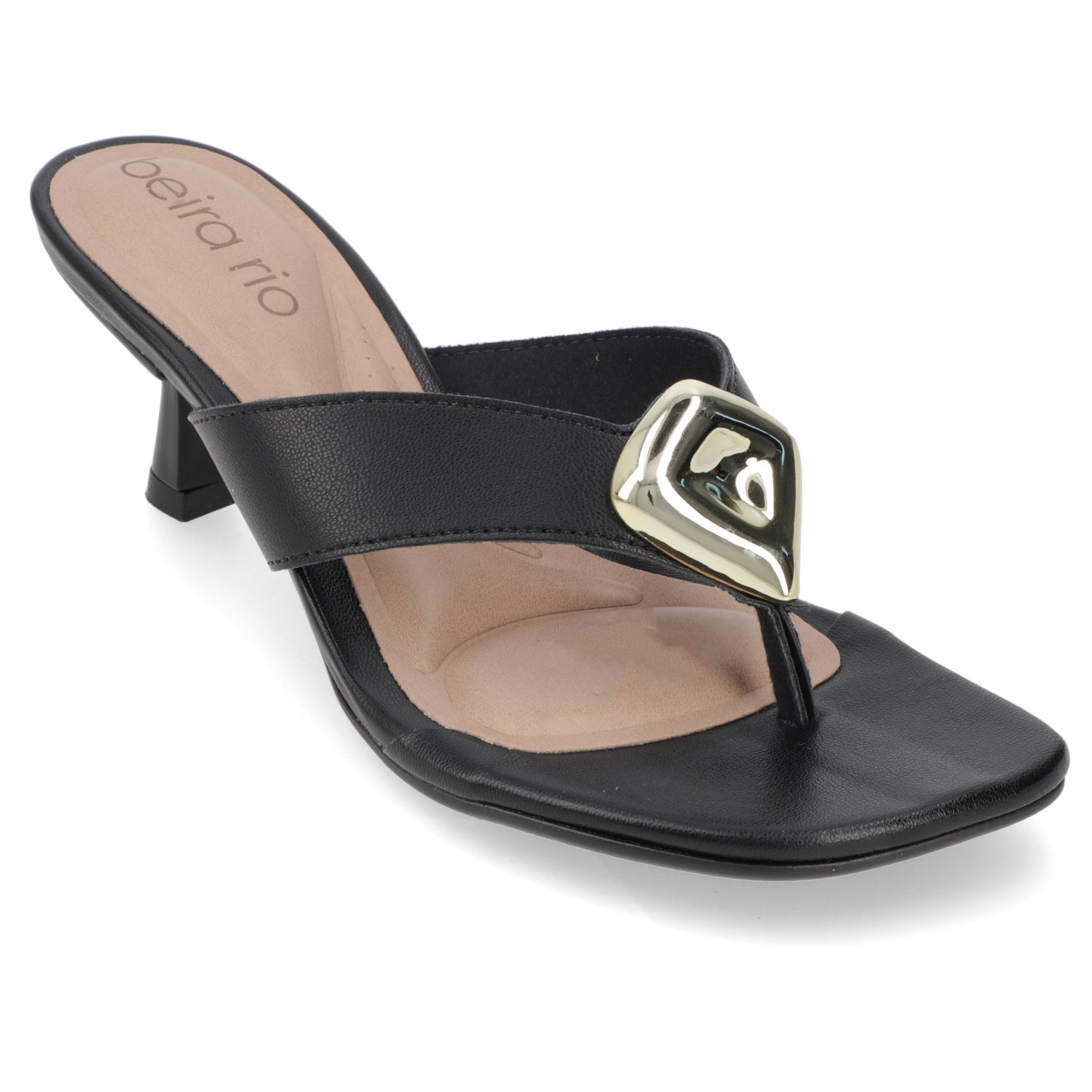 Sandalia Taco Aguja Bajo Negro Beira Rio 35 / Negro