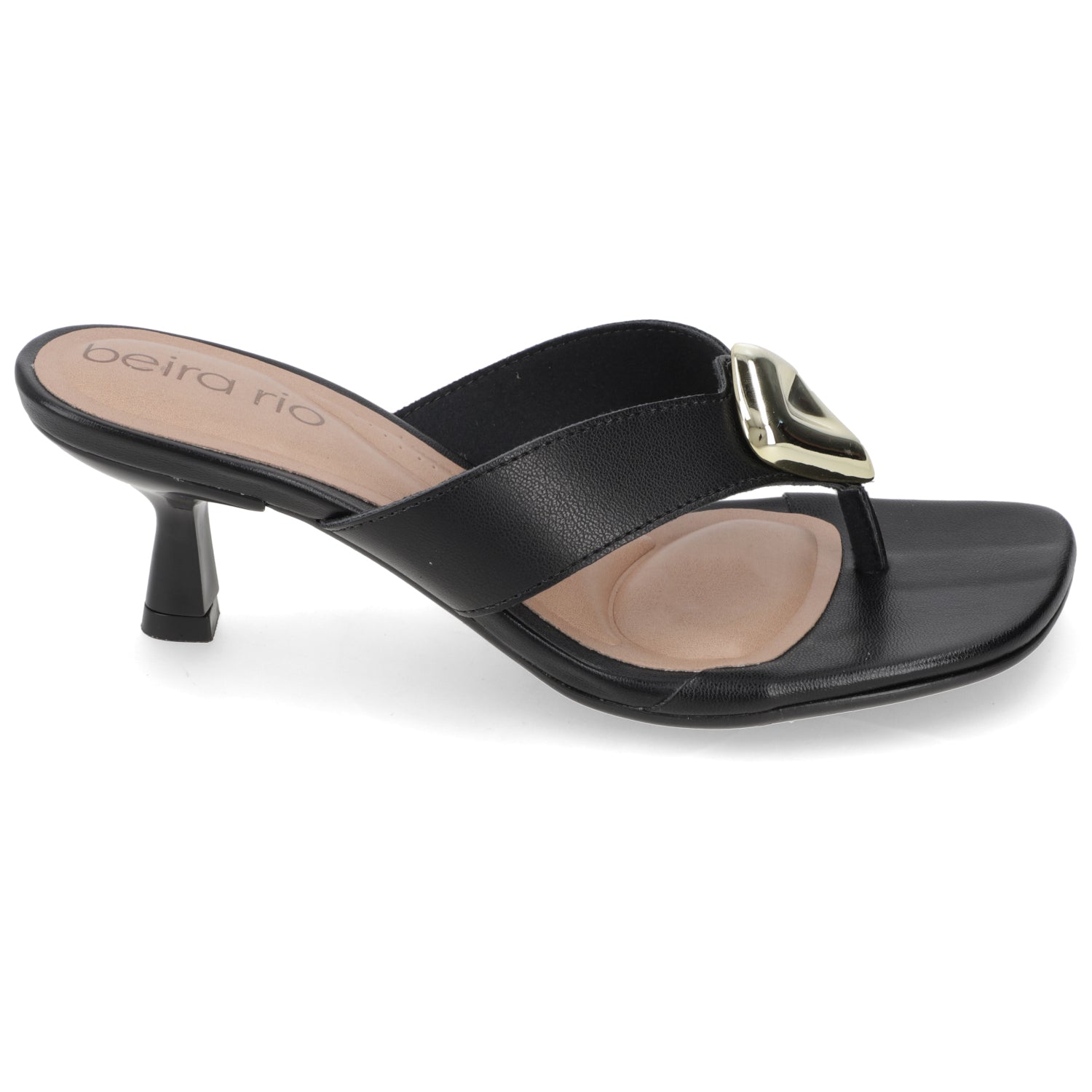 Sandalia Taco Aguja Bajo Negro Beira Rio 35 / Negro