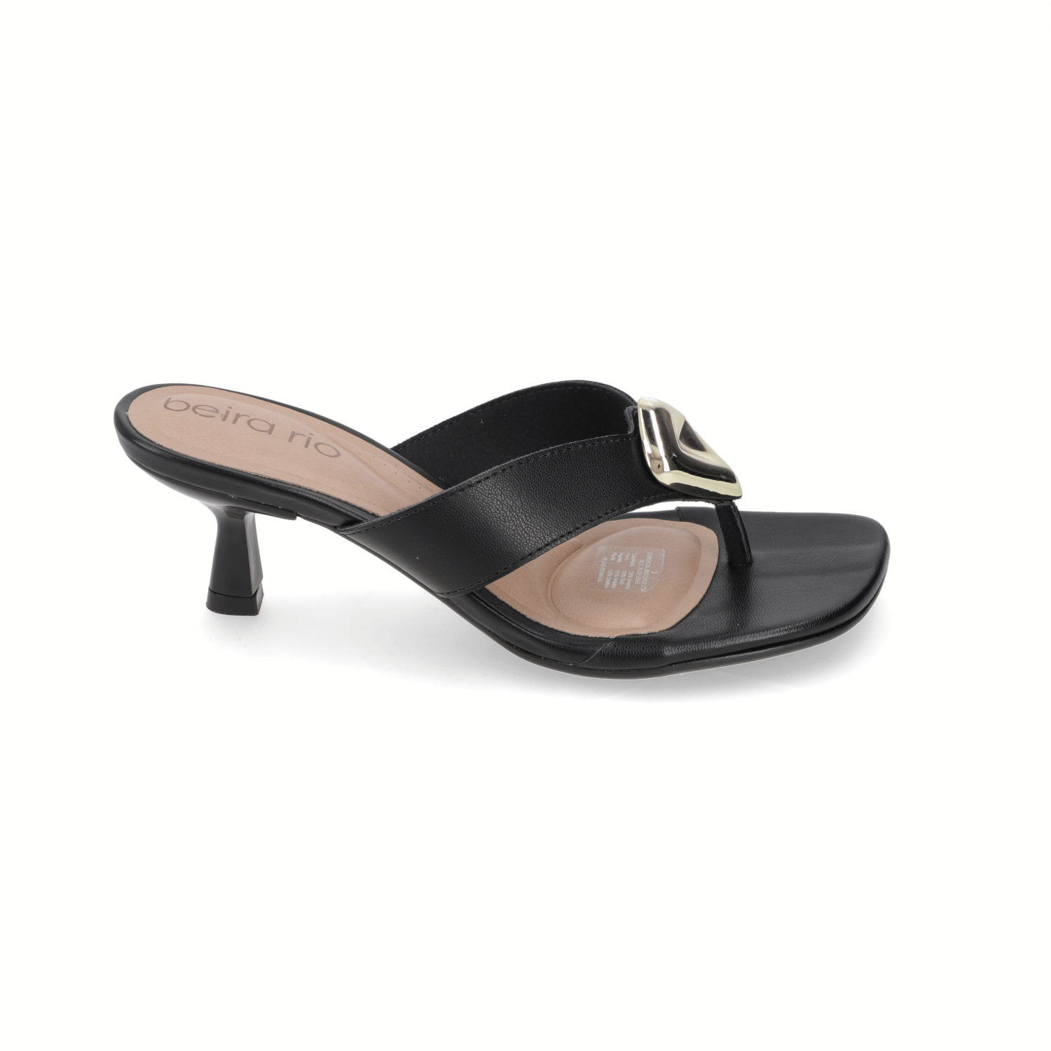 Sandalia Taco Aguja Bajo Negro Beira Rio 35 / Negro