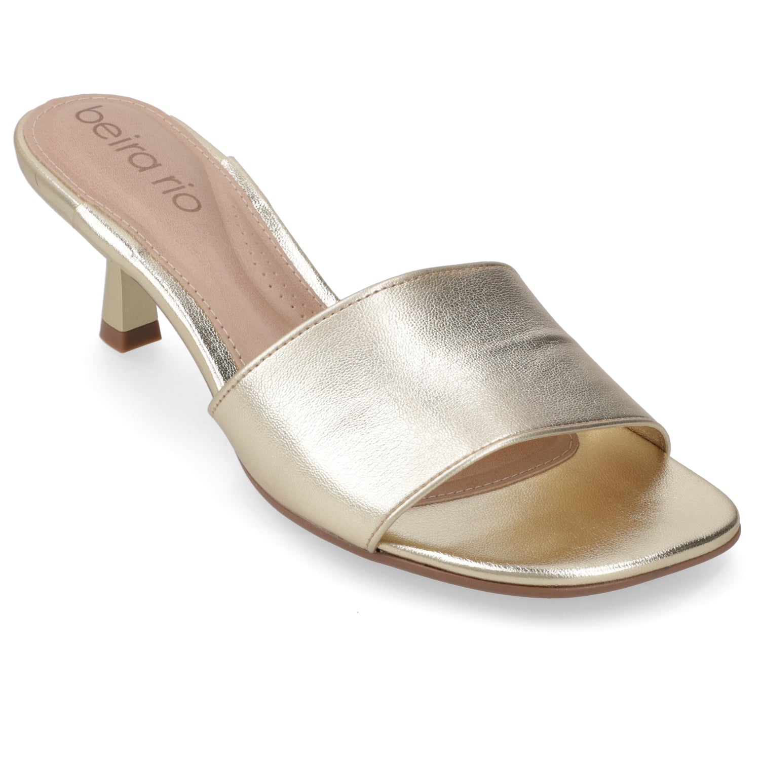 Sandalia Taco Aguja Bajo Dorado Beira Rio 35 / Dorado