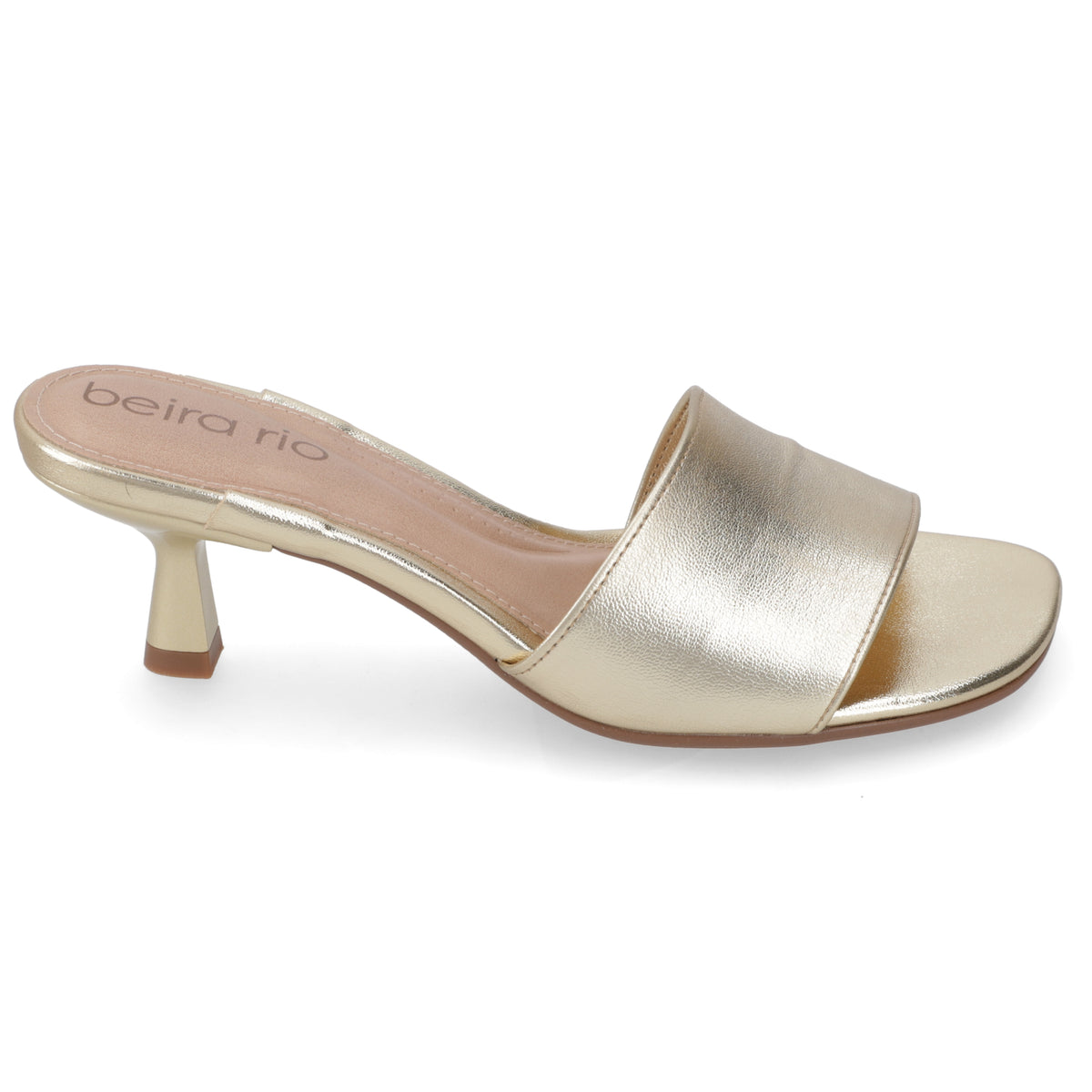 Sandalia Taco Aguja Bajo Dorado Beira Rio 35 / Dorado