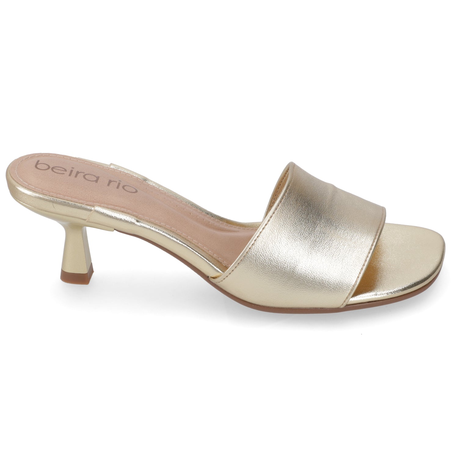 Sandalia Taco Aguja Bajo Dorado Beira Rio 35 / Dorado