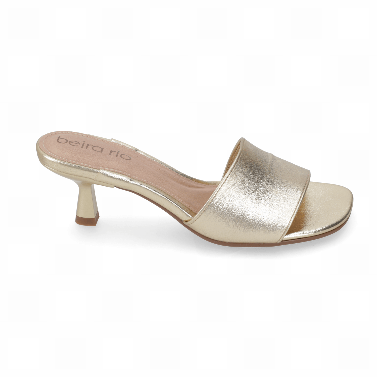 Sandalia Taco Aguja Bajo Dorado Beira Rio 35 / Dorado