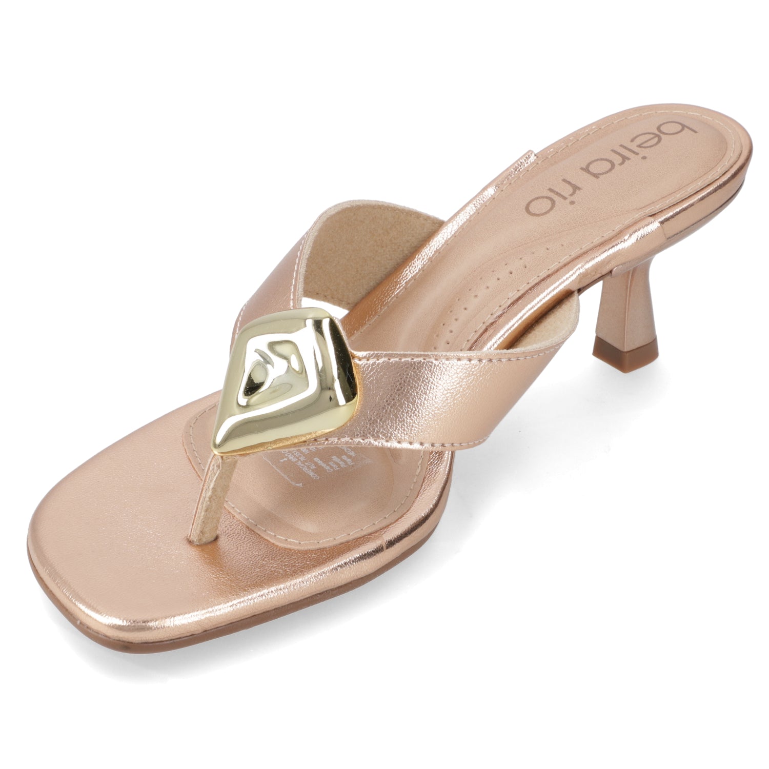 Sandalia Taco Aguja Bajo Rose Gold Beira Rio 35 / Rose Gold