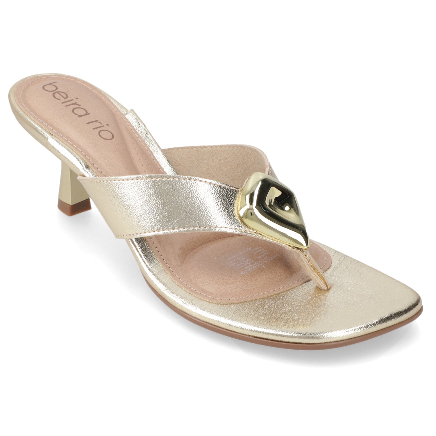 Sandalia Taco Aguja Bajo Dorado Beira Rio 35 / Dorado