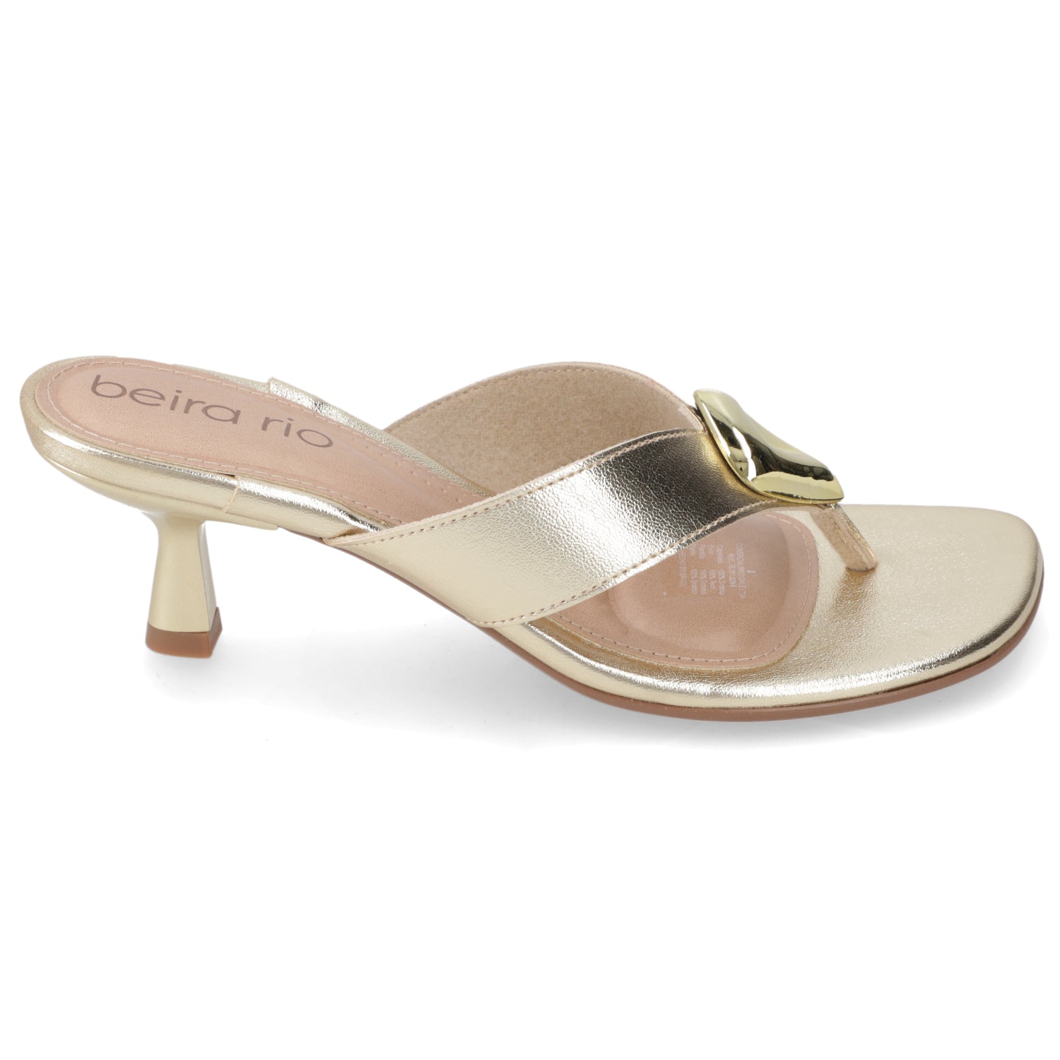 Sandalia Taco Aguja Bajo Dorado Beira Rio 35 / Dorado