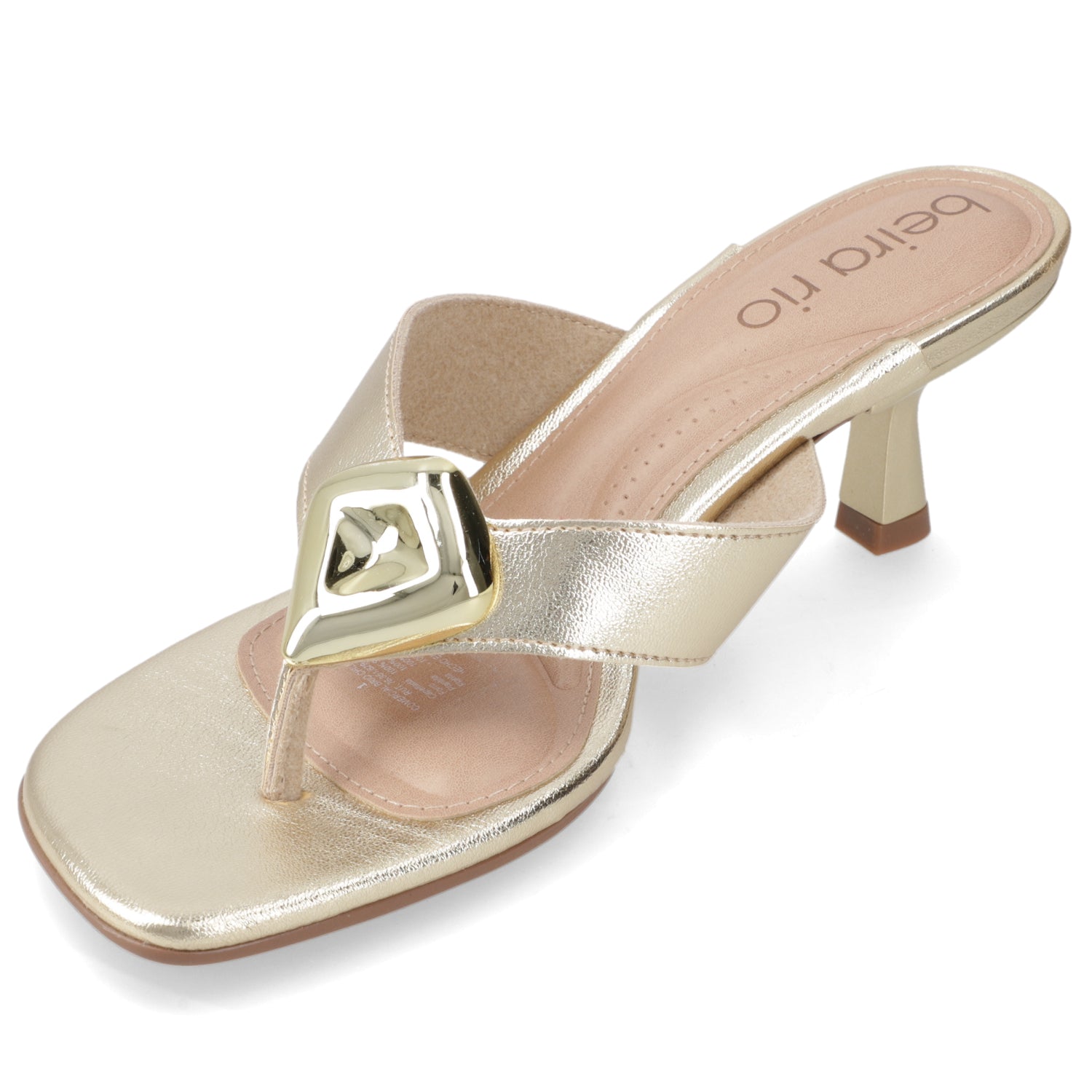 Sandalia Taco Aguja Bajo Dorado Beira Rio 35 / Dorado