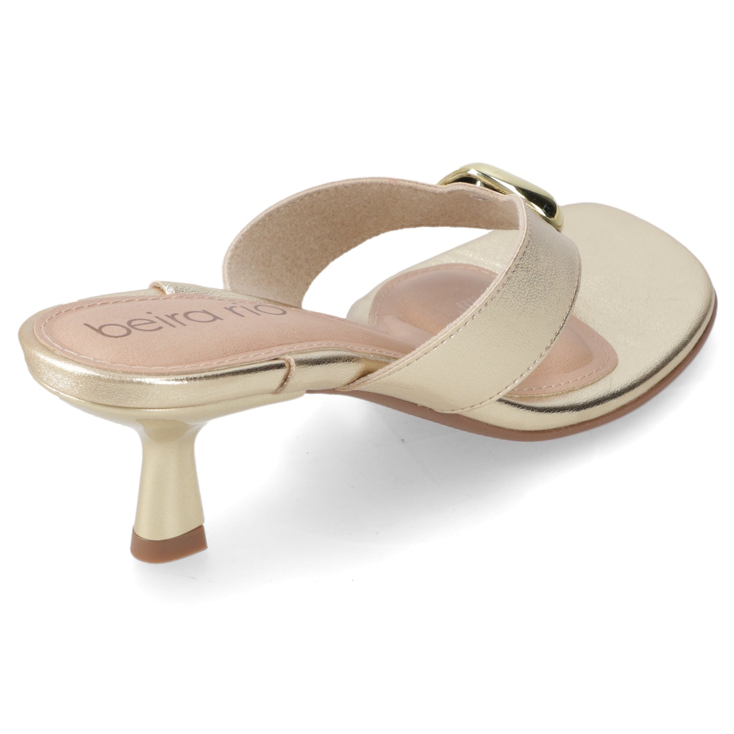 Sandalia Taco Aguja Bajo Dorado Beira Rio 35 / Dorado