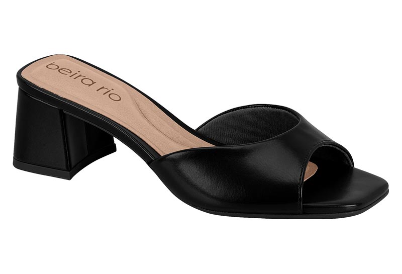 Sandalia Mujer Taco Medio Mule Negra Beira Rio