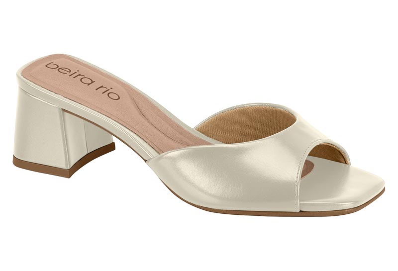 Sandalia Mujer Taco Medio Mule Blanca Off Beira Rio