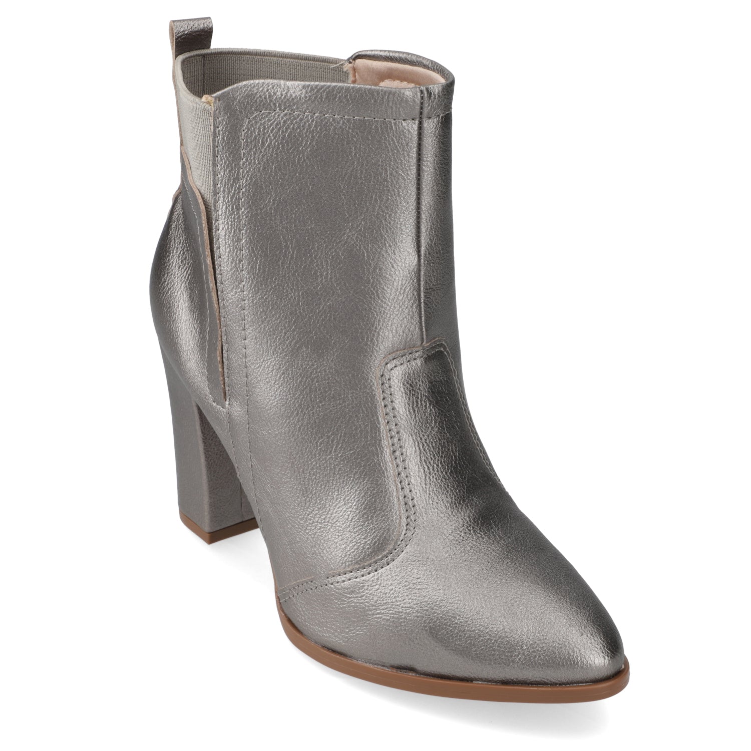 Botin Taco Ancho 7 cm Plateado Beira Rio 35 / Plateado