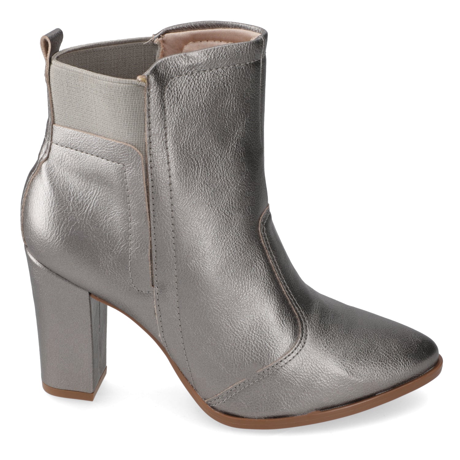 Botin Taco Ancho 7 cm Plateado Beira Rio 35 / Plateado