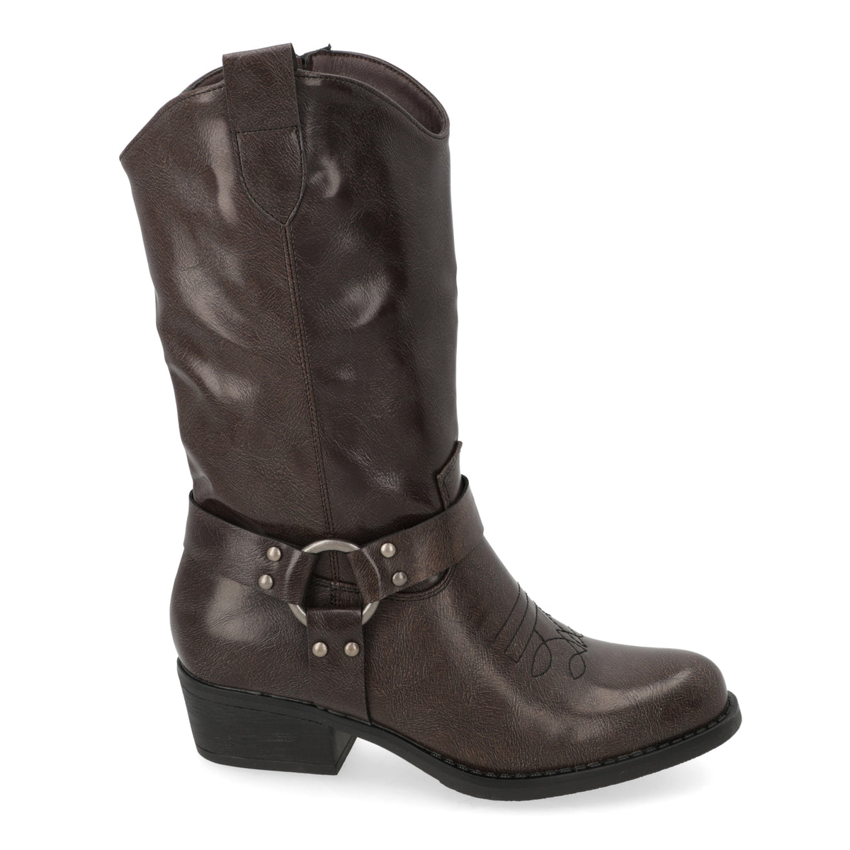 Bota Café Estilo Cowboy con Hebilla