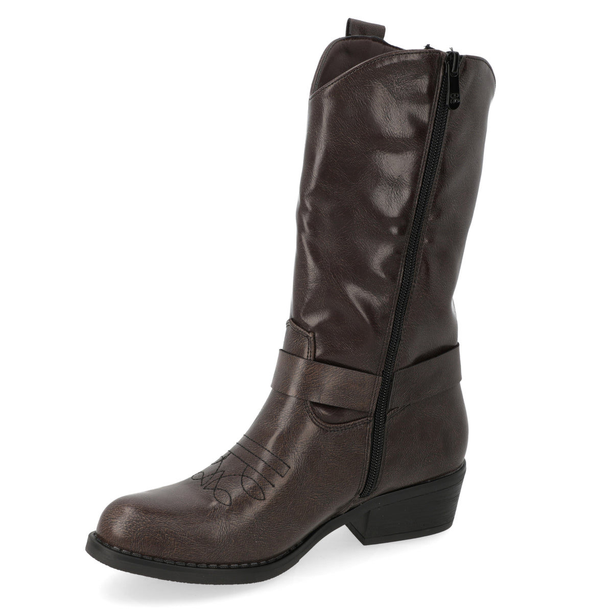 Bota Café Estilo Cowboy con Hebilla