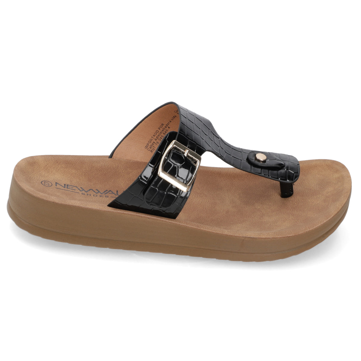 Sandalia Plana Negro New Walk Ecocuero 35 / Negro