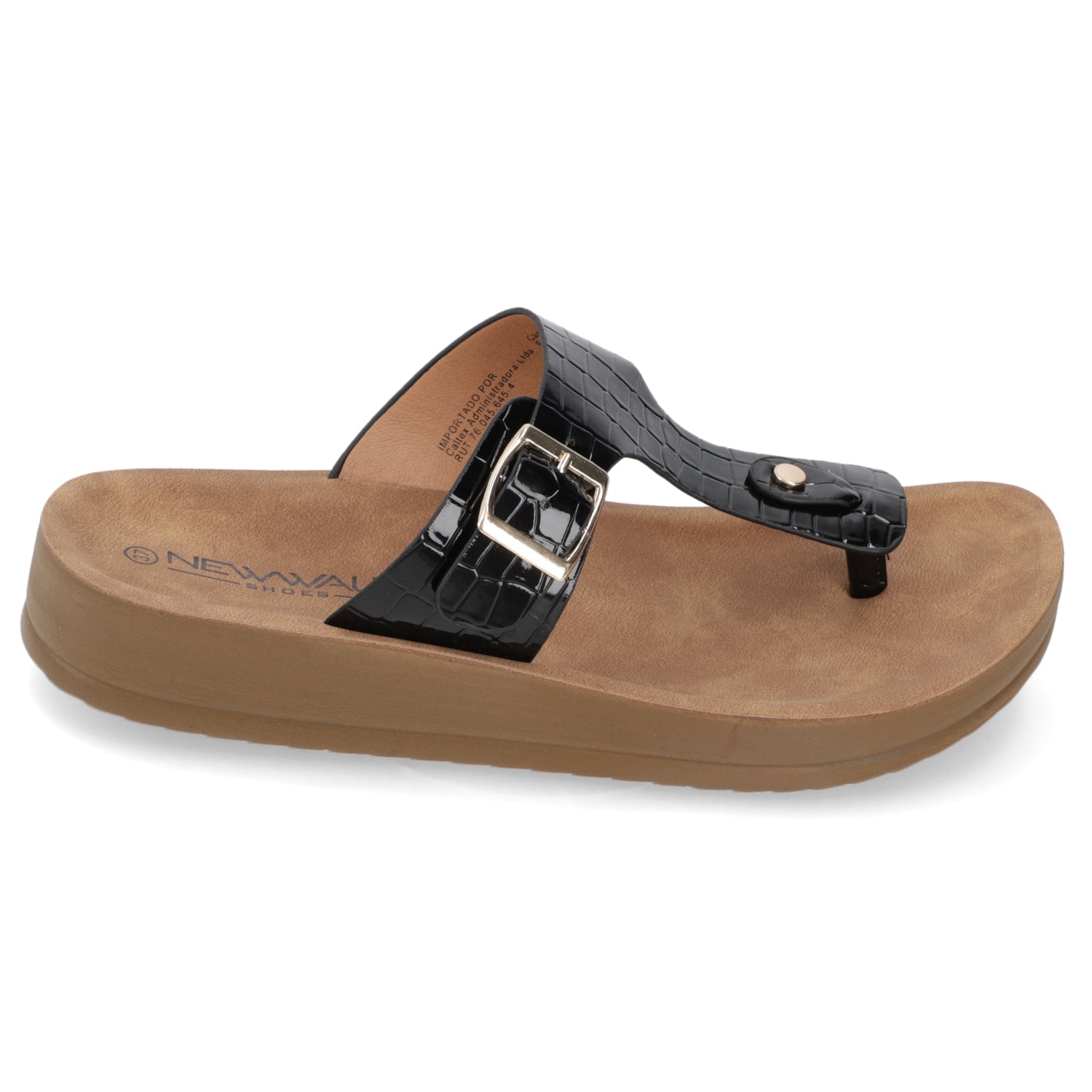 Sandalia Plana Negro New Walk Ecocuero 35 / Negro