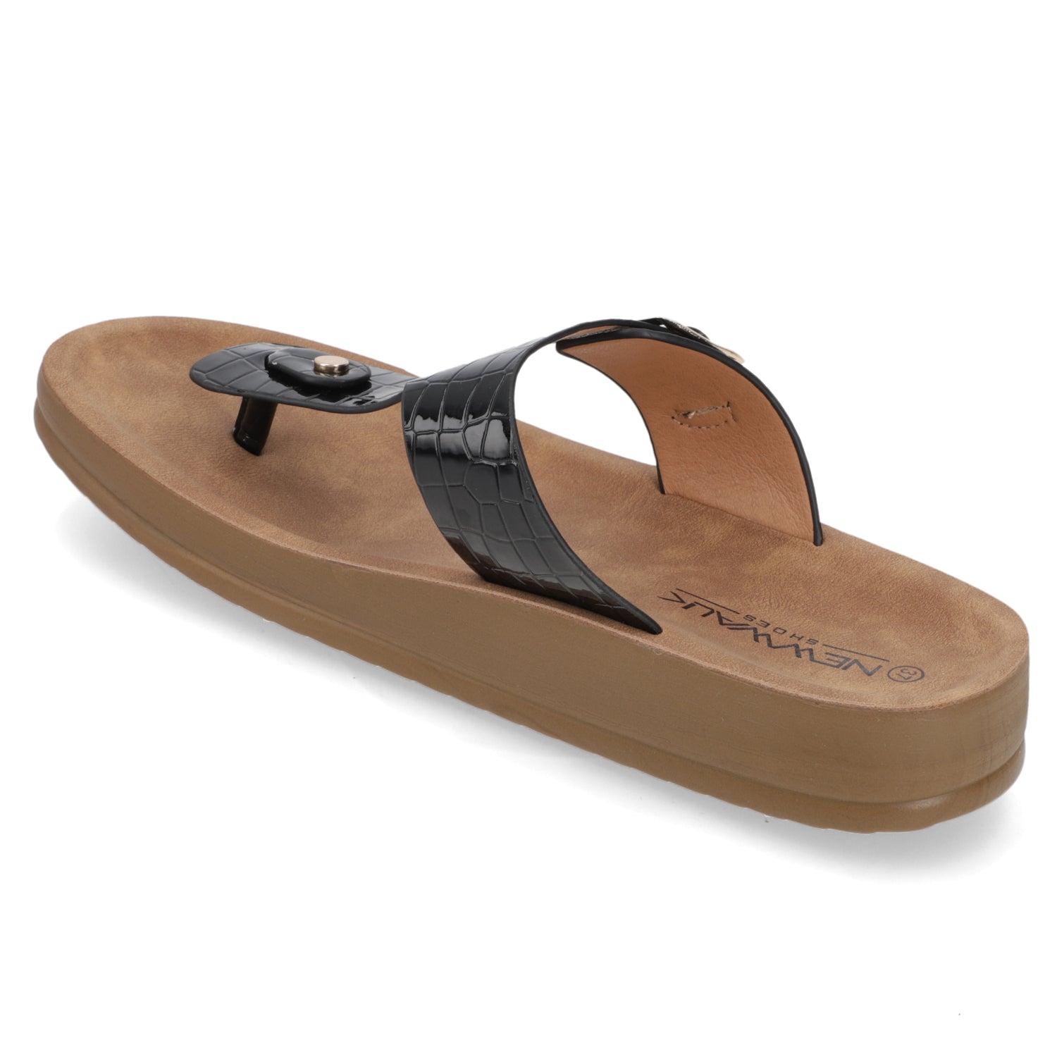 Sandalia Plana Negro New Walk Ecocuero 35 / Negro