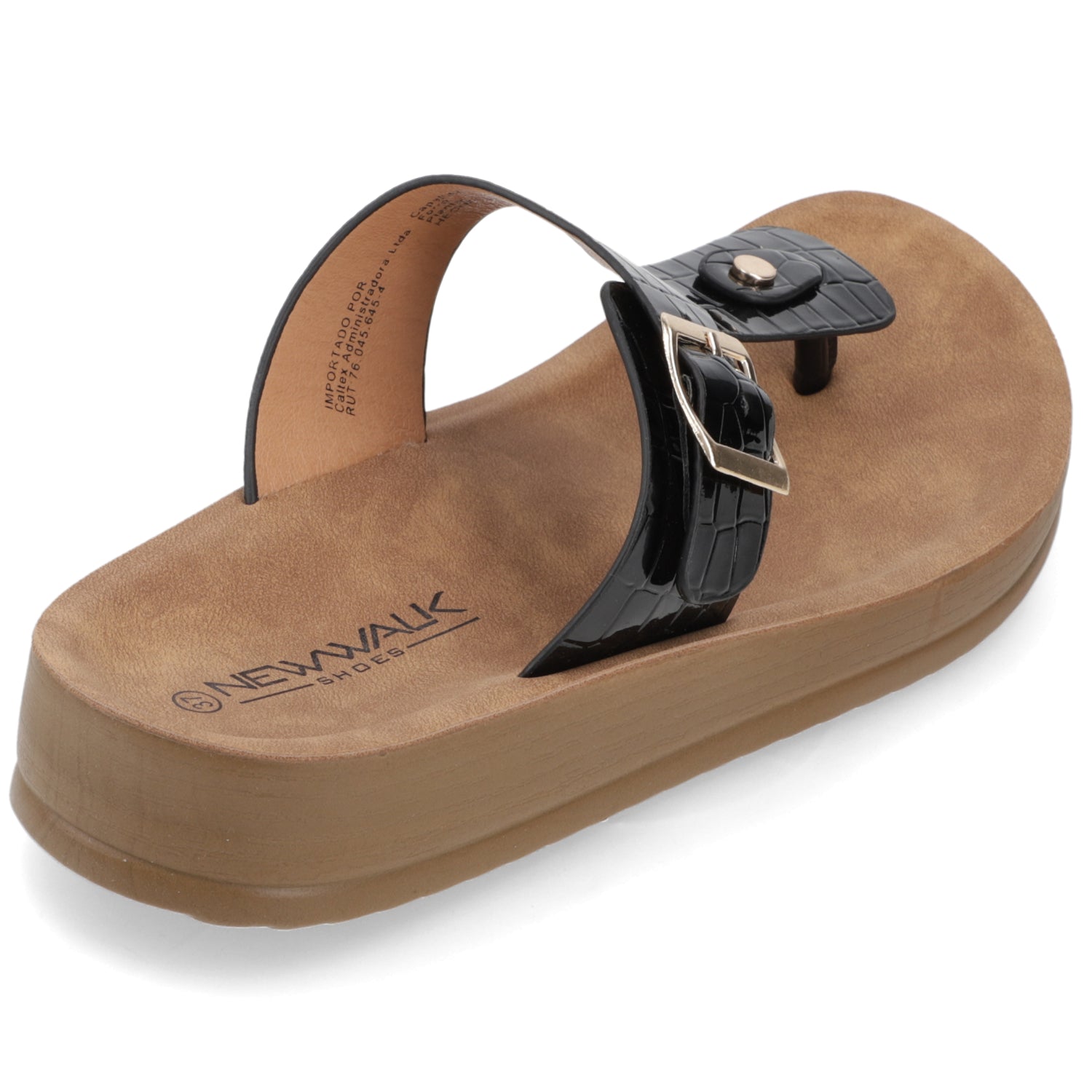 Sandalia Plana Negro New Walk Ecocuero 35 / Negro