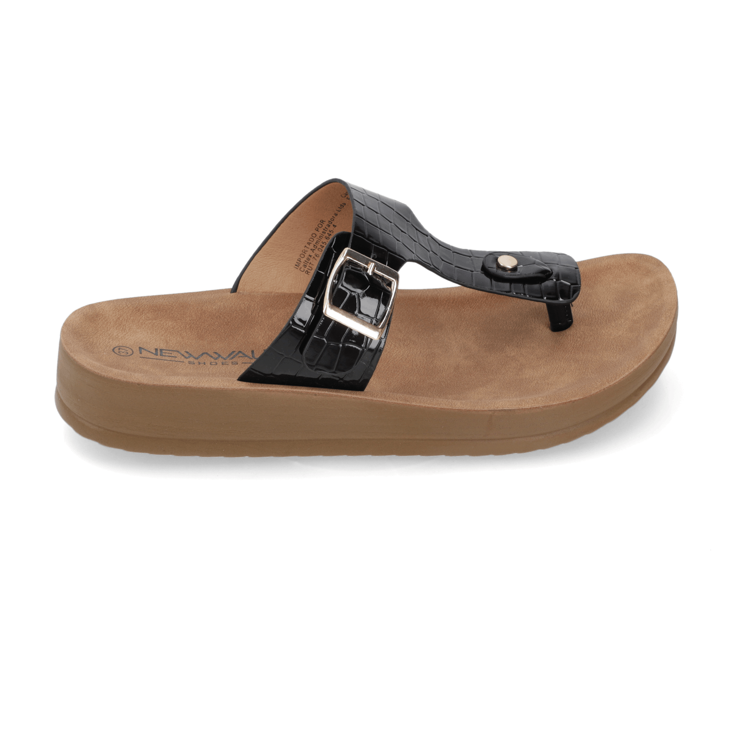 Sandalia Plana Negro New Walk Ecocuero 35 / Negro