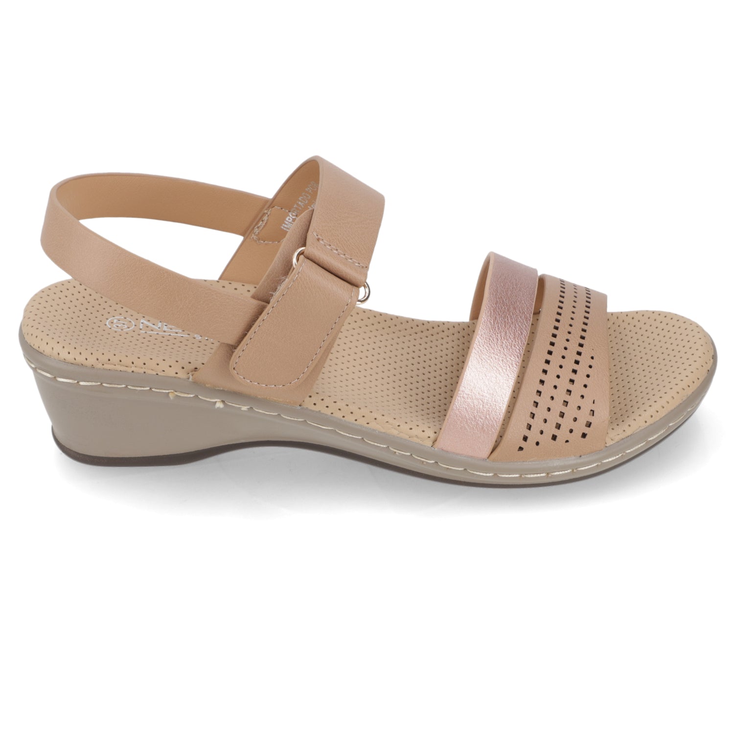 Sandalia Taco Cuña Medio Camel New Walk